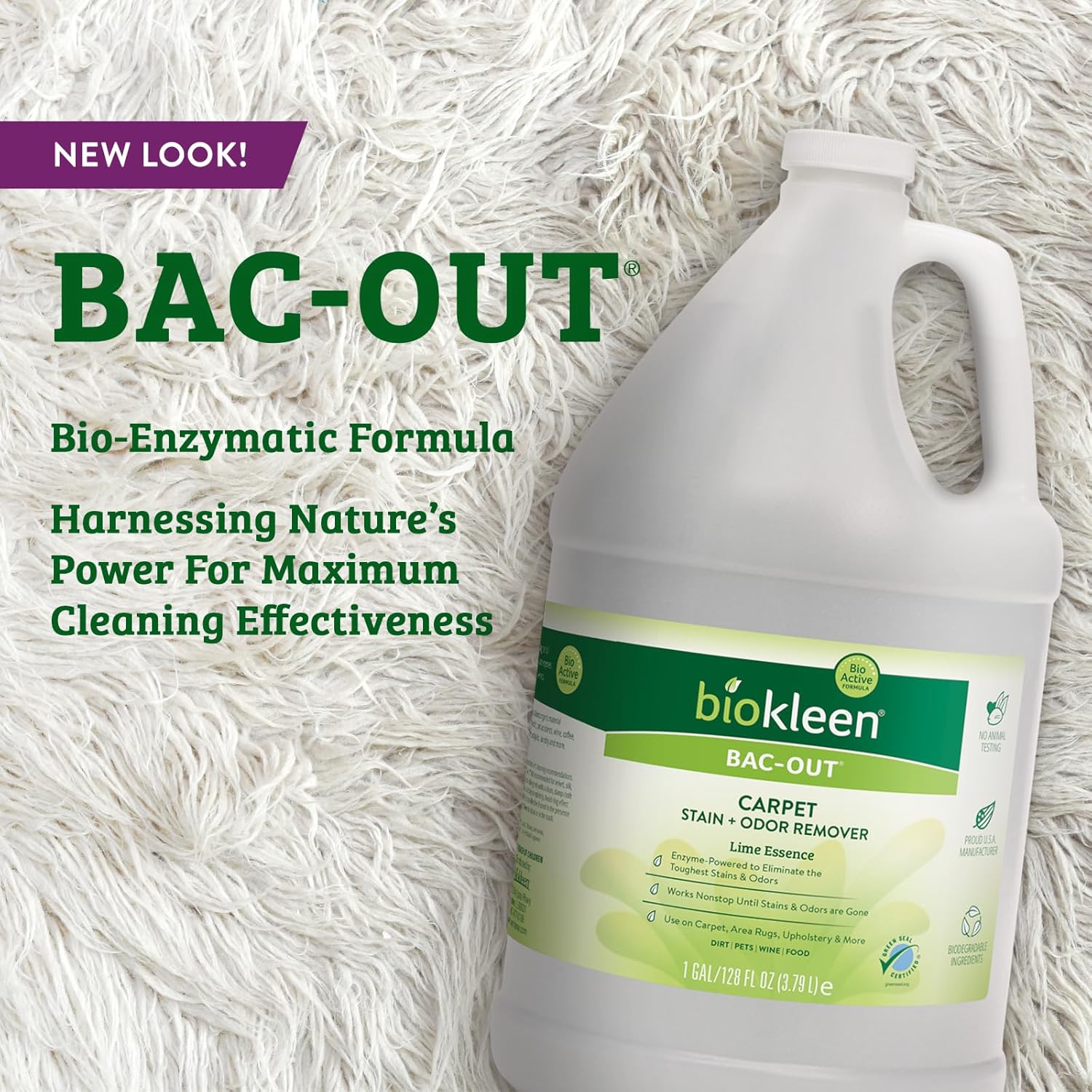 Detalle 2 de Biokleen Bac Out Enzyme Cleaner, Lime Scent — Plant-Based Odor & Stain Eliminator