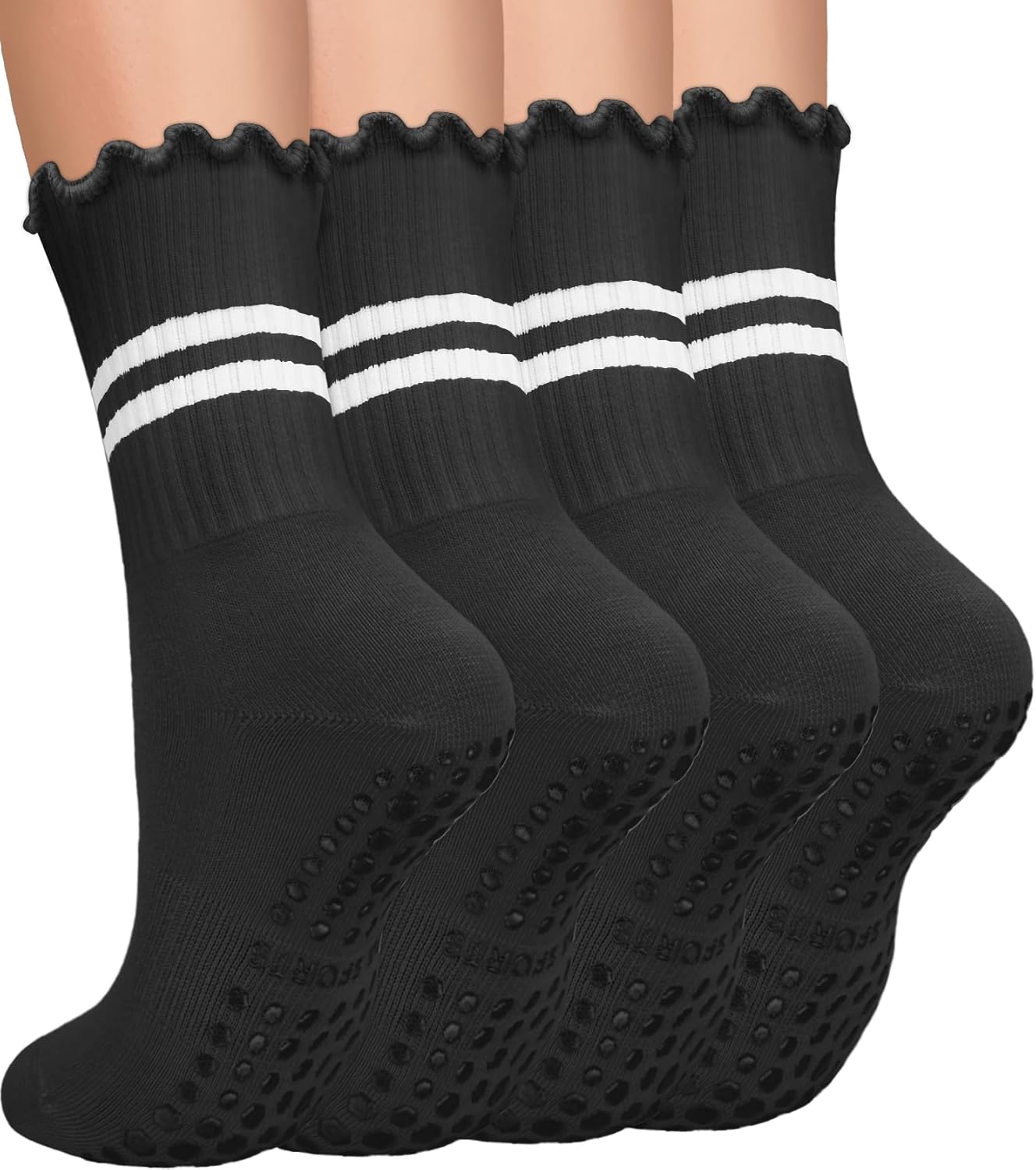 YeuG Pilates Socks Non-Slip Grip, 6 Pairs