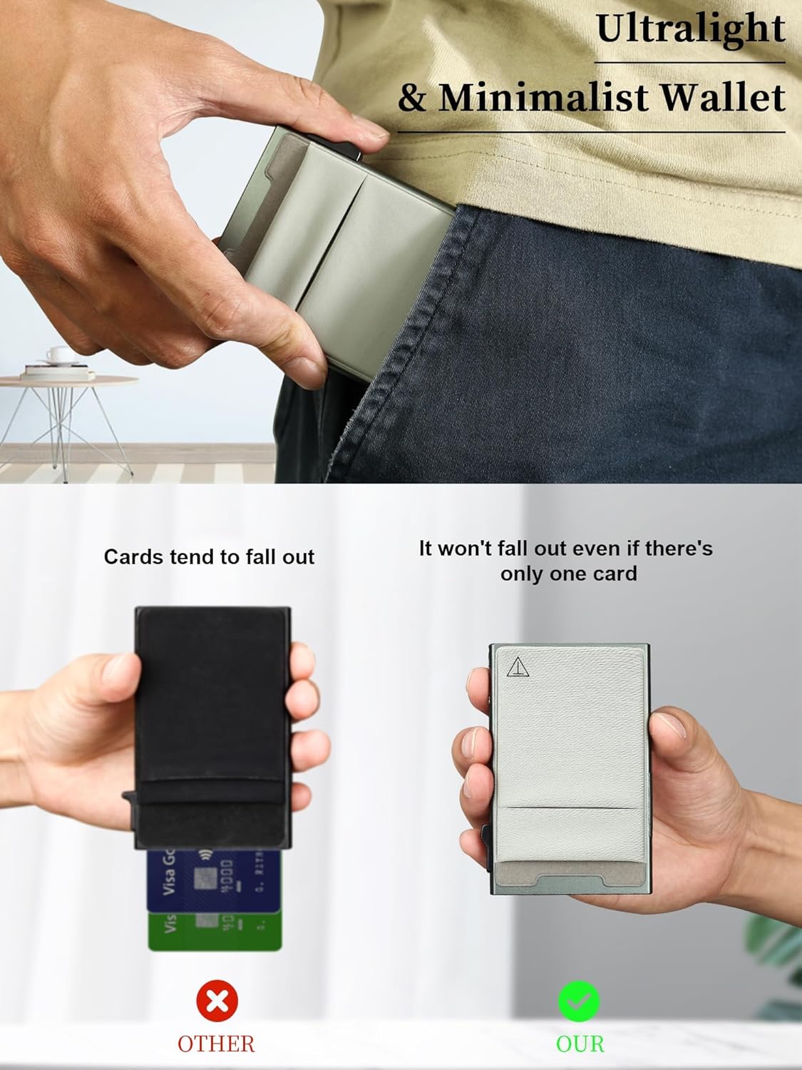 Thumbnail 1 de TOYFID Minimalistische Brieftasche RFID-Schutz Kartenhalter Pop-up Geldbörse