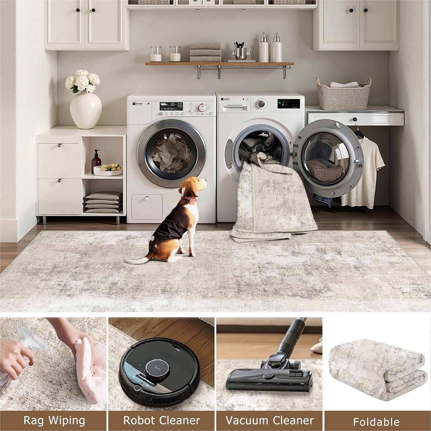 Thumbnail 3 de HUGEAR Washable Rug 240x300cm Beige Grey