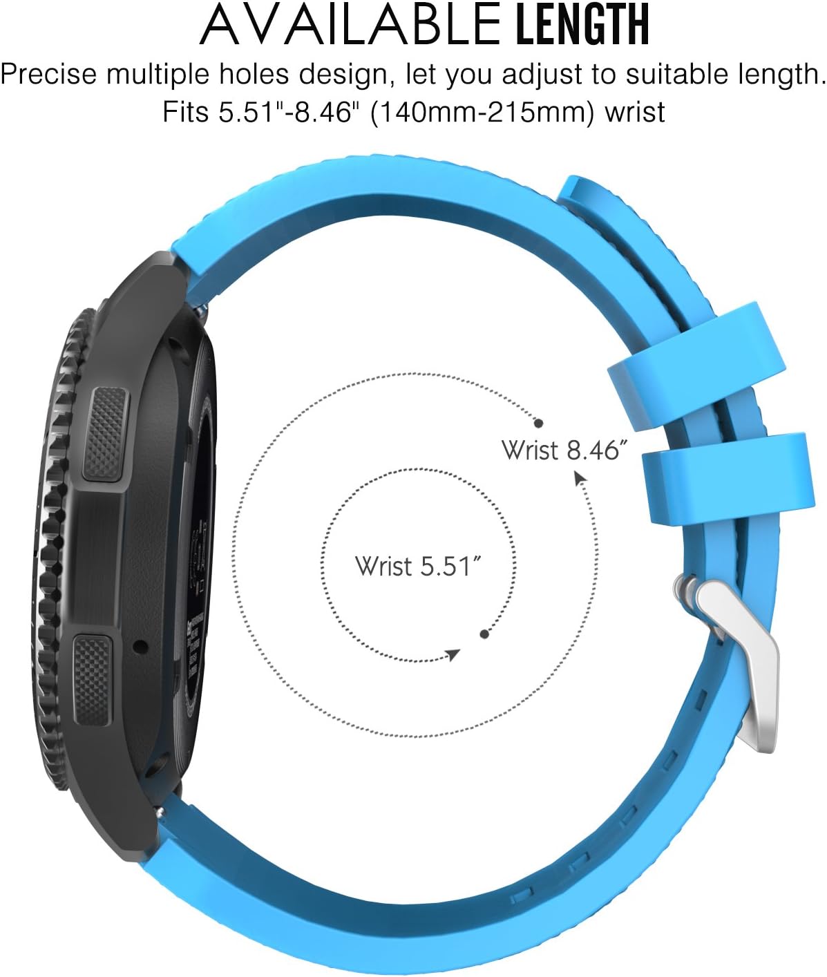 Thumbnail 6 de MoKo 22mm Soft Silicone Sport Strap for Samsung Galaxy Watch 3 45mm / Galaxy Watch 46mm / Gear S3 (Blue)