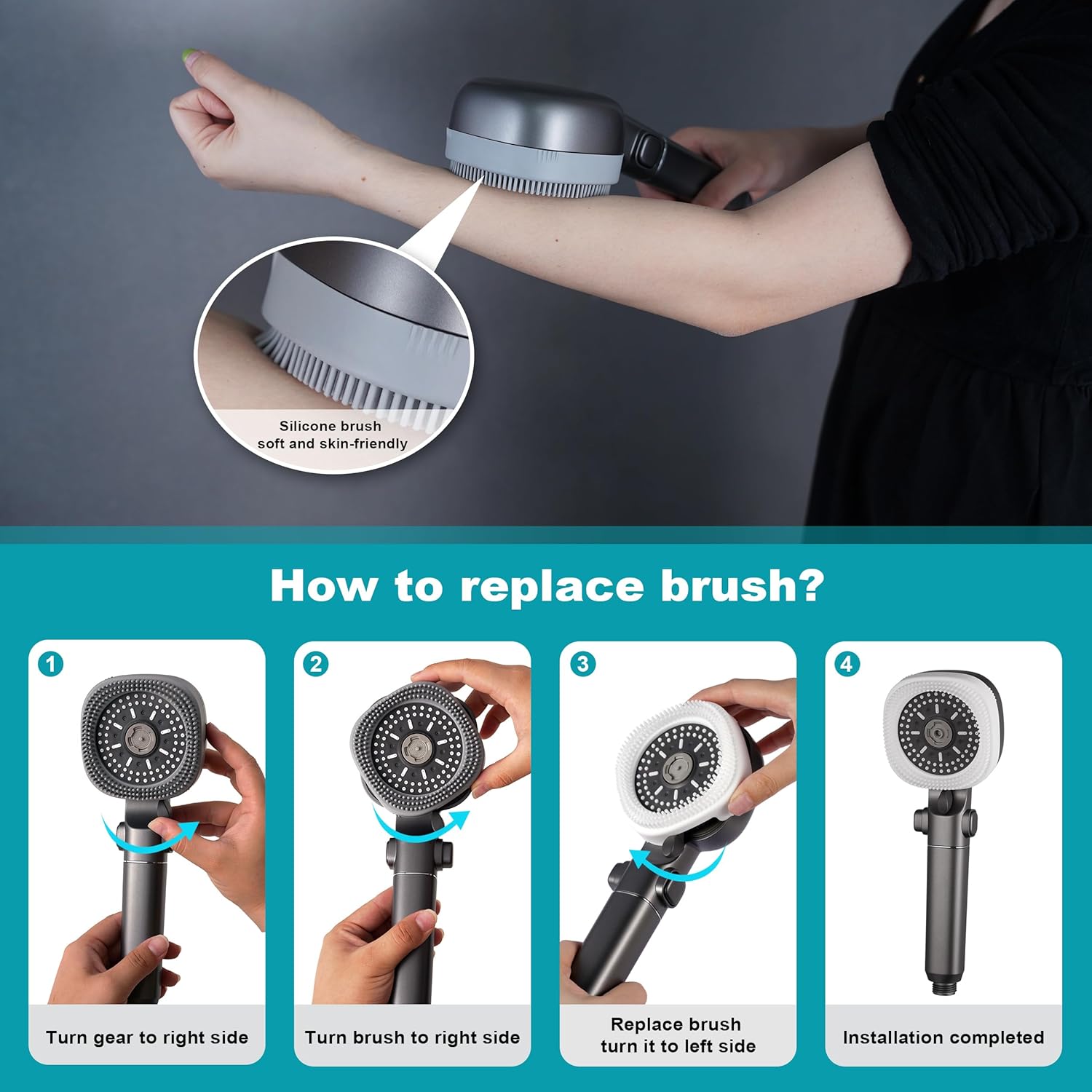 Thumbnail 4 de Umyder Handheld Shower Head with 79in Hose: High-Pressure Filtered Shower Head with On/Off Pause and Wall Mount