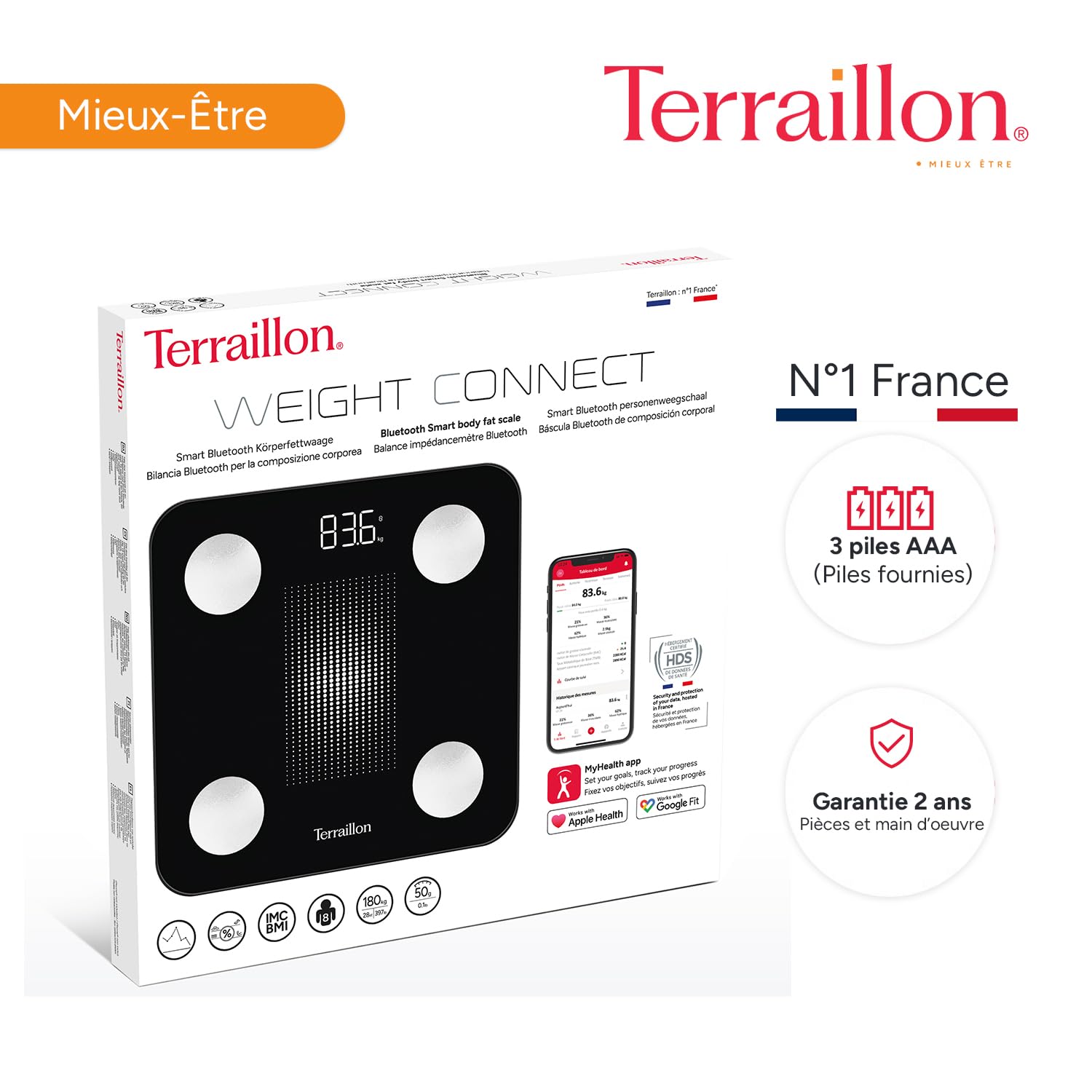 Thumbnail 5 de TERRAILLON WEIGHT CONNECT balance connectée 180 kg ⚖