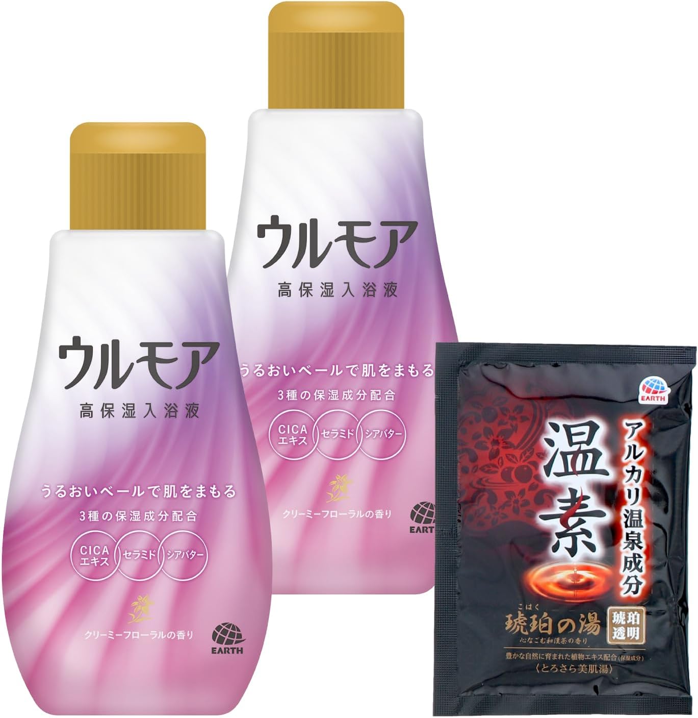 Detalle de ウルモア 4904740692876 クリーミーフローラル 高保湿入浴液 600mL×2個+温素1包