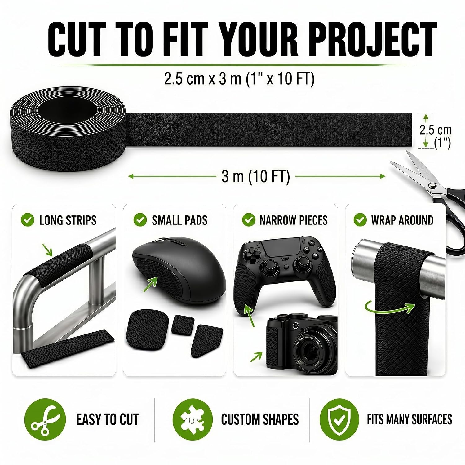 Detalle de STRBOXONG STRBOXONG-Rubber Grip Tape, 25 mm x 3 m Non-Slip Adhesive Tape