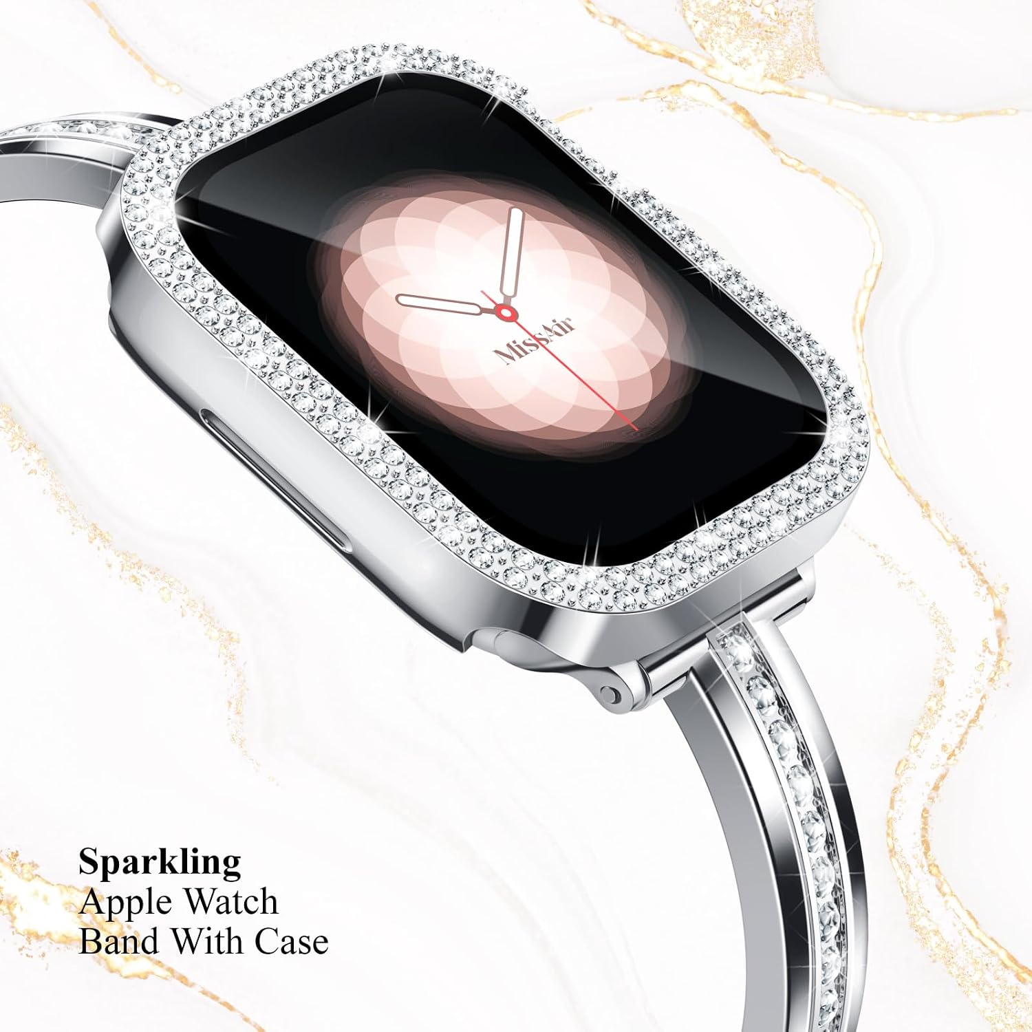 Thumbnail 1 de Missair slim metal Apple Watch strap compatible with 40mm–49mm (jewellery bracelet with bling detail)