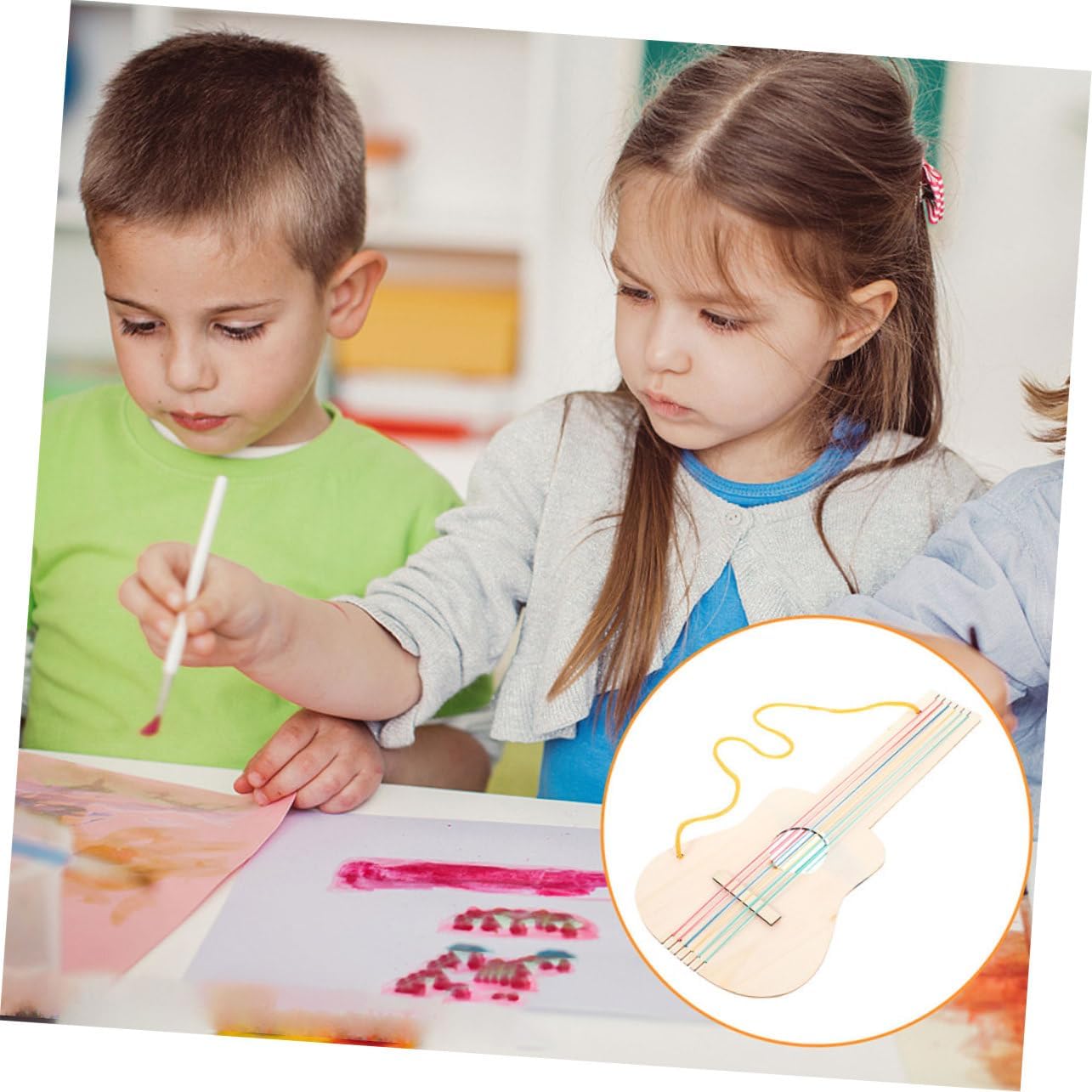 Thumbnail 5 de Supvox DIY-Holzgitarre für Kinder (12,7 Zoll) – unbemalt, zum Basteln & Bemalen, 5er-Set