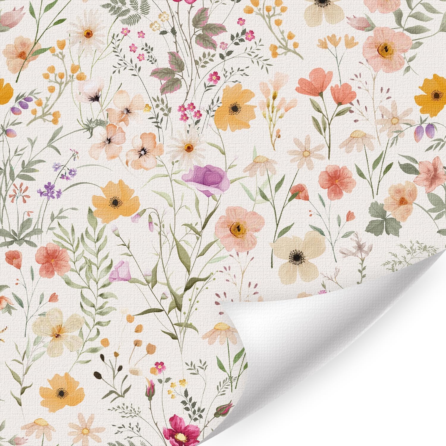 ANHUIB Blumen Tapete zum Selbstkleb en im Boho-Aquarell-Stil (44 x 300 cm) – Vinyl, abnehmbar, wasserdicht