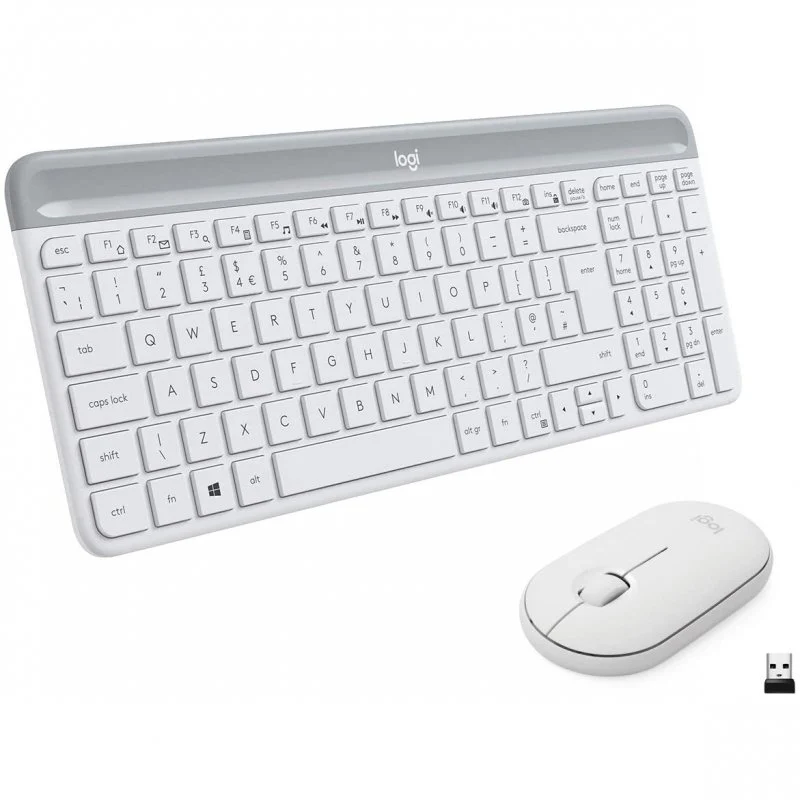 Detalle de Logitech MK470 Slim Combo teclado y ratón inalámbricos blanco 🖱