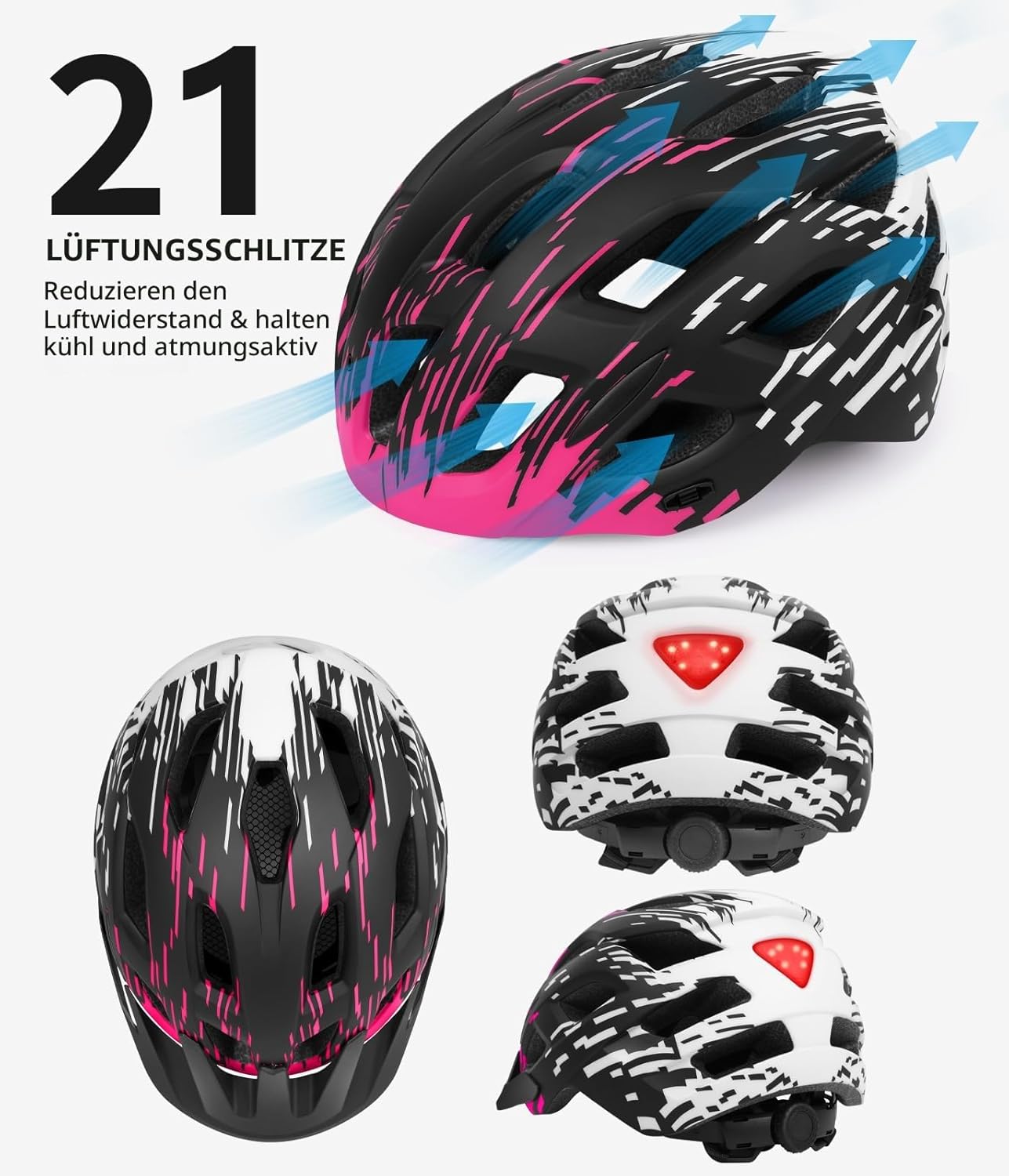 Thumbnail 1 de Fahrradhelm Erwachsene mit LED, 57-61 cm
