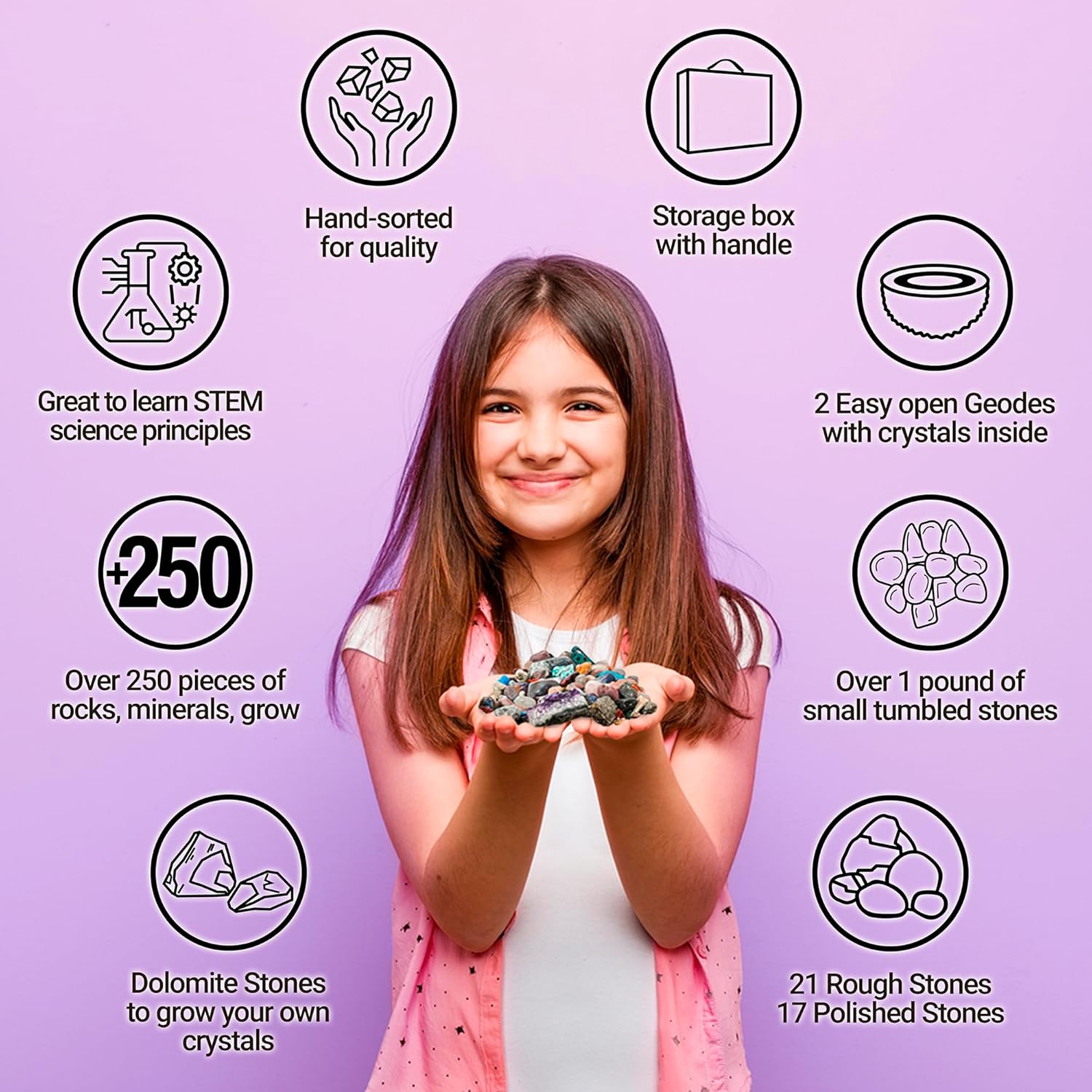 Thumbnail 5 de DANCING BEAR Rock, Mineral & Geodes Kit 250 pc 🪨