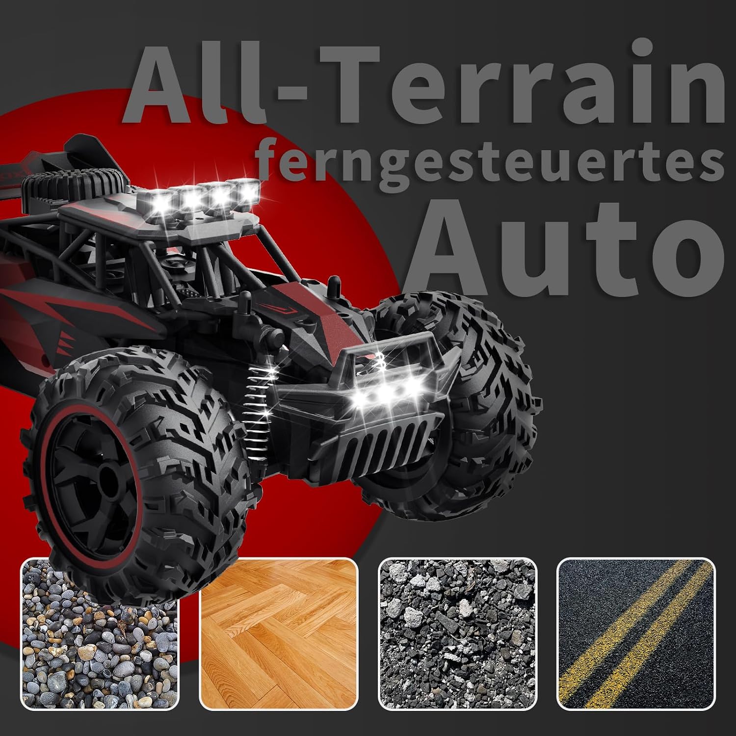 Detalle 2 de Carox ferngesteuertes Auto (2,4 GHz, 25 km/h) 1:18 Offroad-Monstertruck mit LED