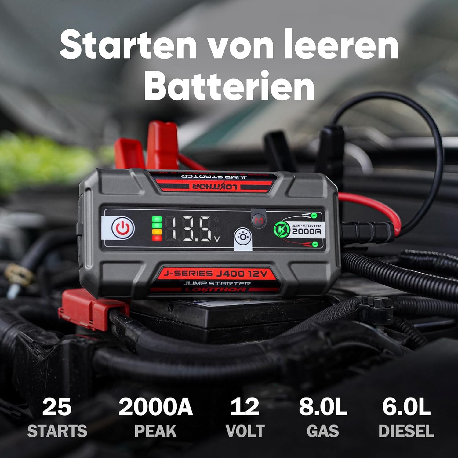 Detalle de LOKITHOR J400 Starthilfe Powerbank 2000A – kompakte Allroundlösung für Startups und Notfälle