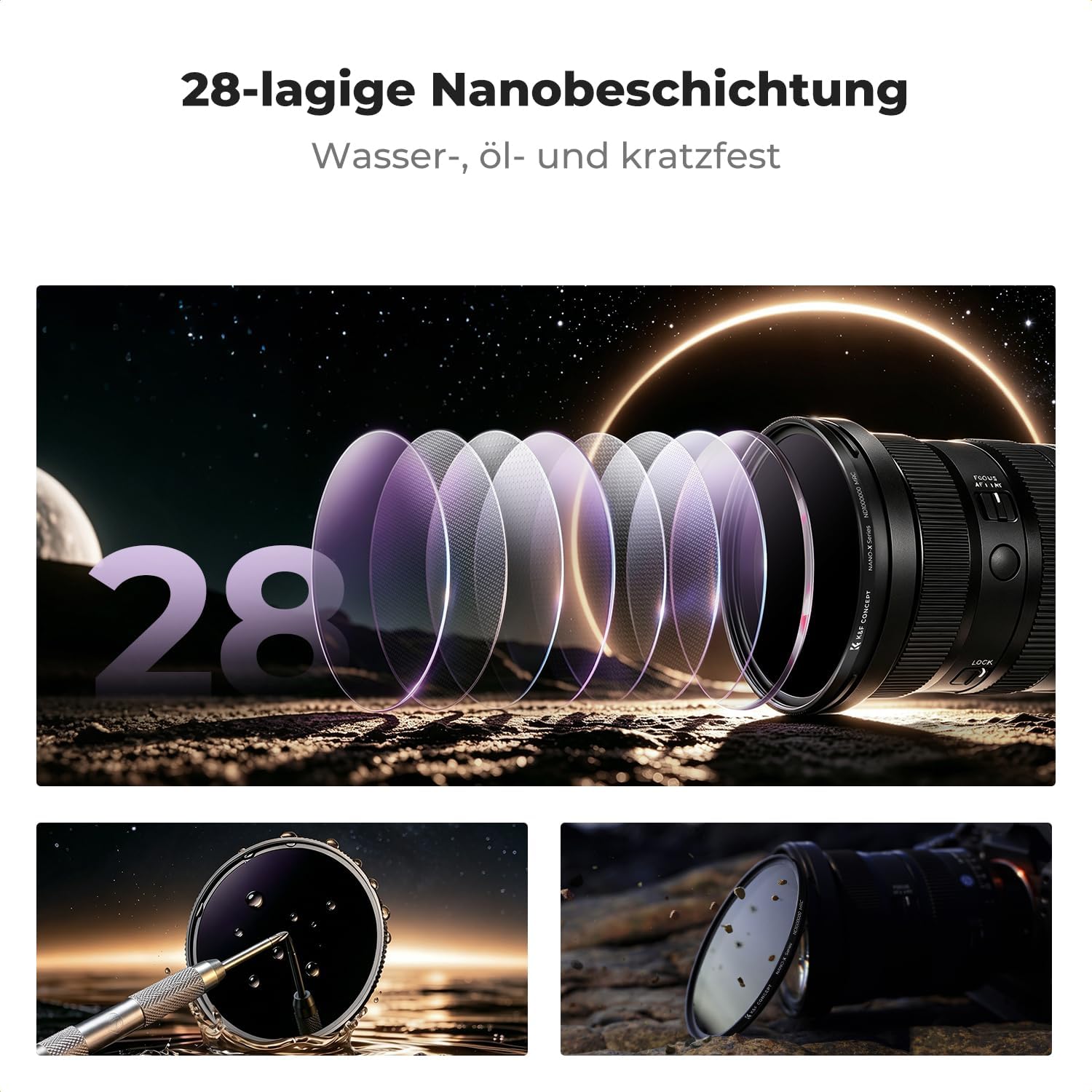 Thumbnail 5 de K&F Concept 72mm ND1000000 Sonnenfinsternisfilter – 20 Blendenstufen mit Nano-Xcel