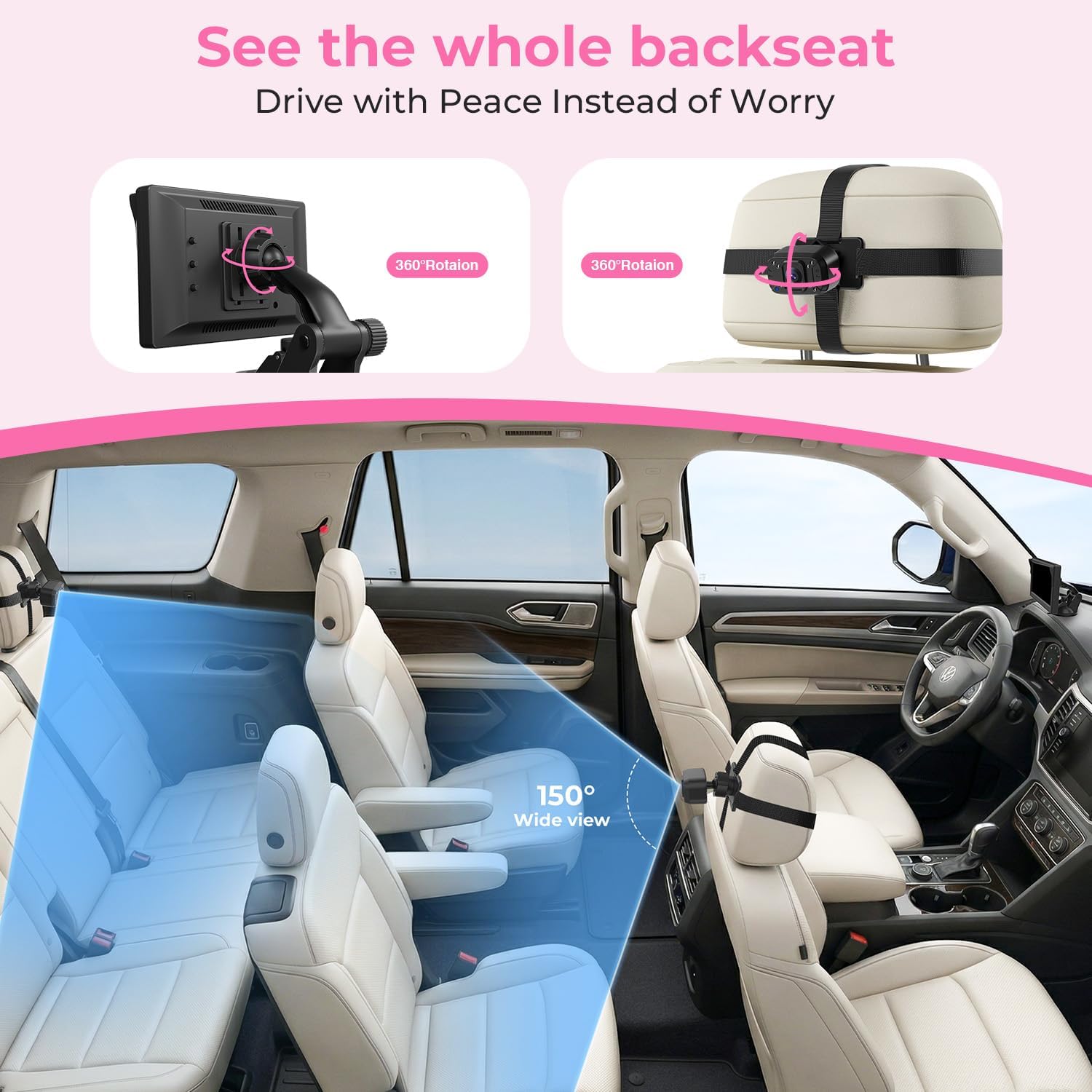 Thumbnail 5 de Itomoro ACZ403 Dual Baby Car Camera, 1080p Split-Screen, 940nm Night Vision