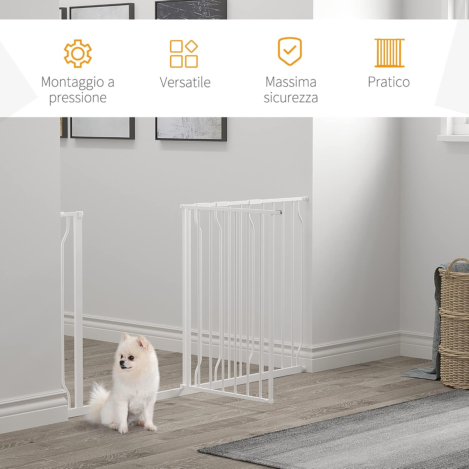 Thumbnail 5 de PawHut Wide Pressure-Fit Dog Gate 76 cm 🚪