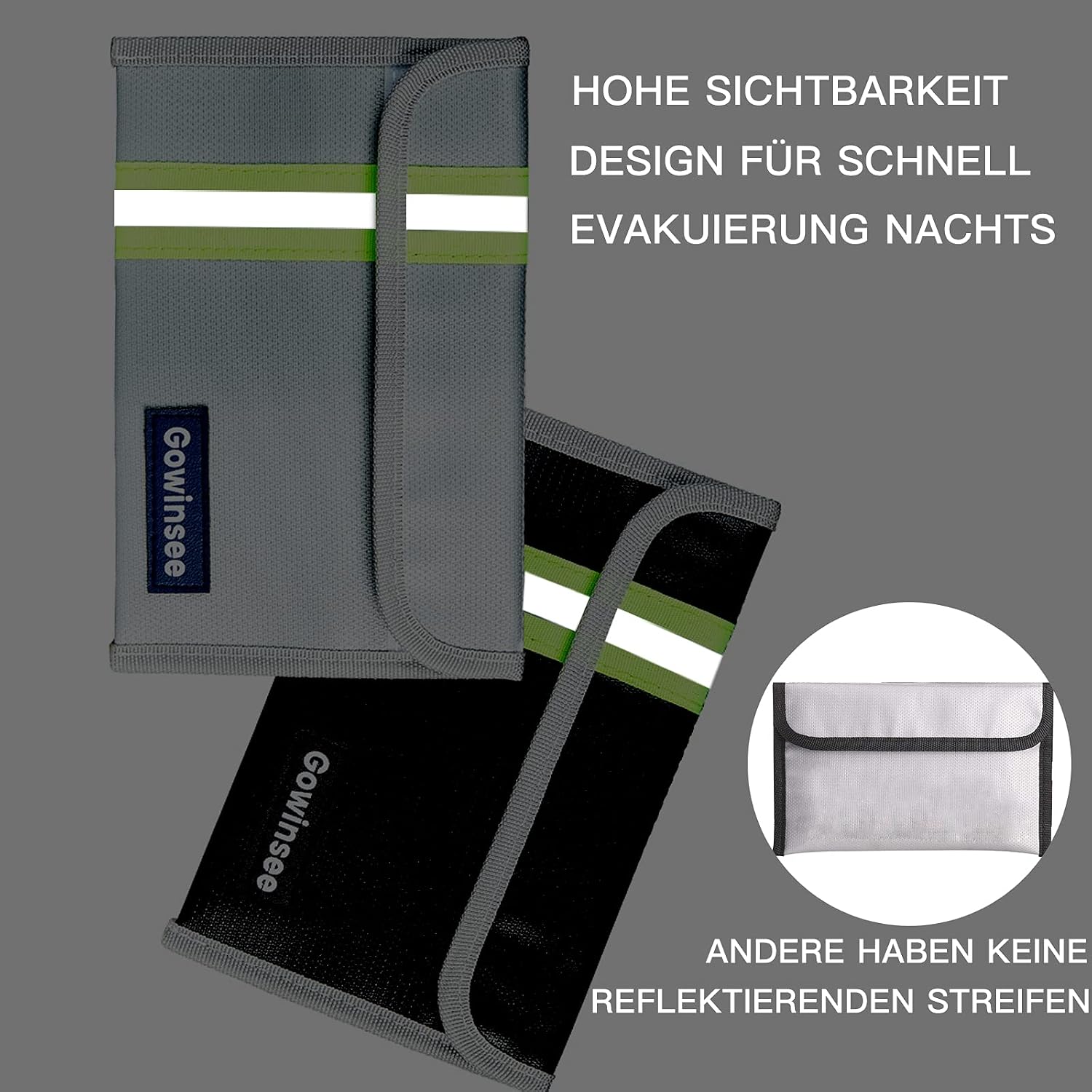 Detalle de 2 Stück Feuerfeste Tasche – Kleine Feuerfeste Geldtasche (12,7 x 20,3 cm, 6500 °F) mit Wasserschutz