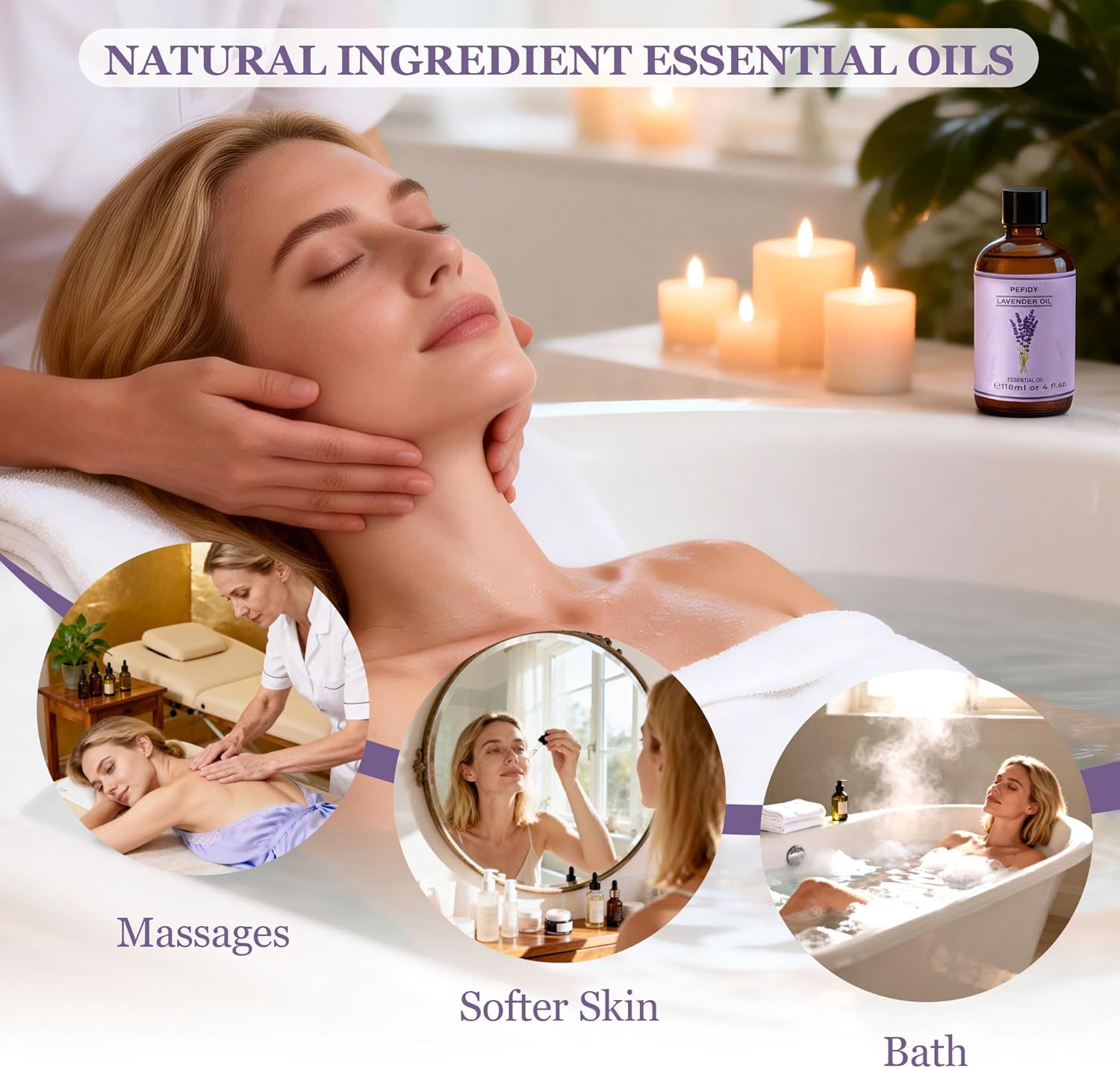Thumbnail 4 de PEFIDY olio essenziale di lavanda 100% naturale per diffusori, 118 ml