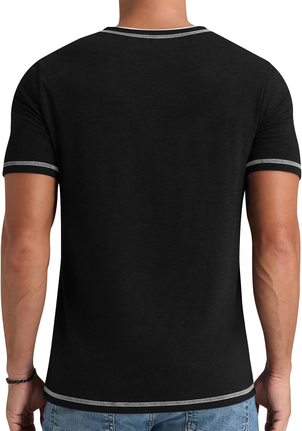 Thumbnail 3 de NITAGUT Henley T-Shirt für Herren – Kurzarm, V-Ausschnitt, Slim Fit