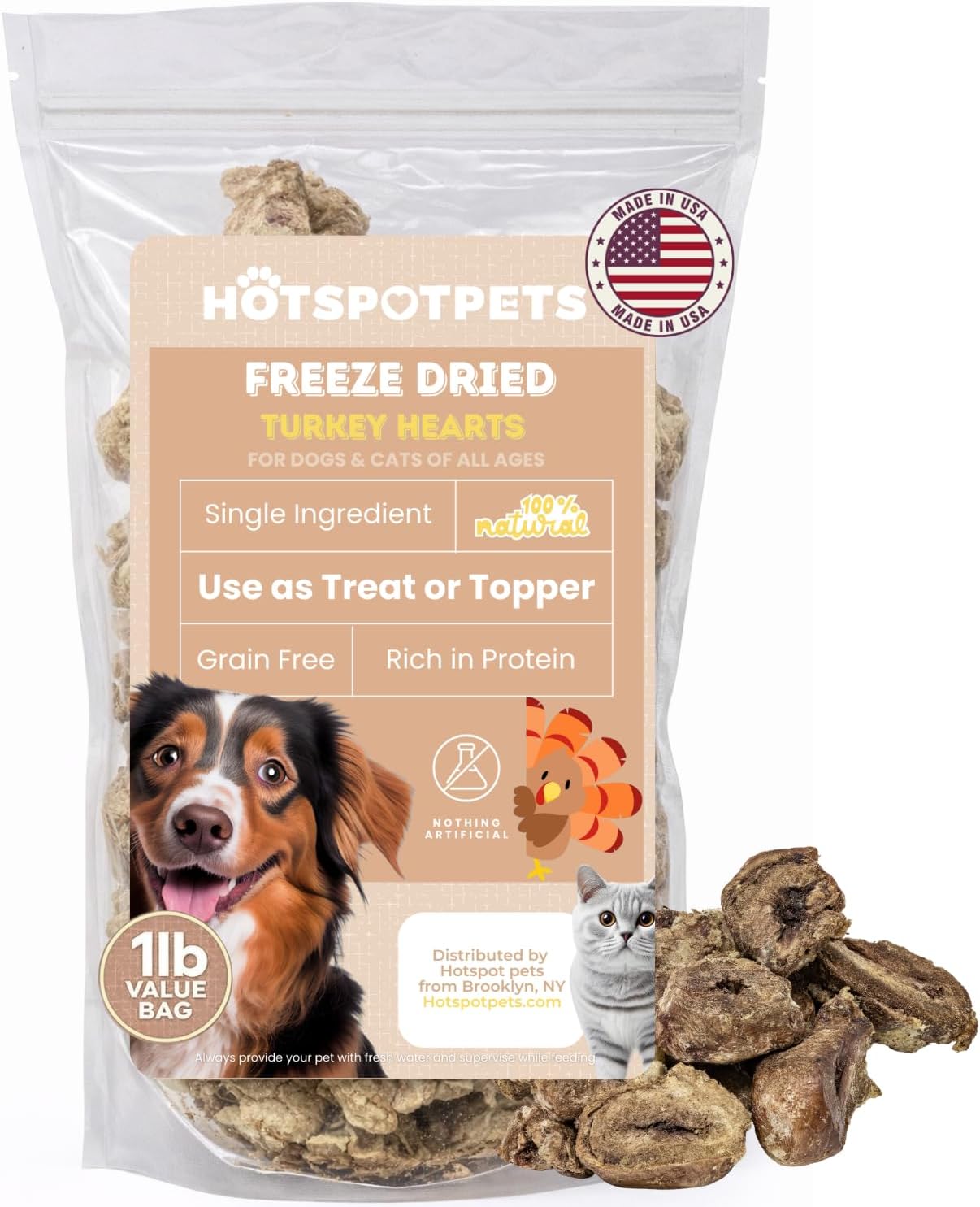 Detalle 2 de Hotspot Pets Freeze-Dried Turkey Heart Treats, 1 lb
