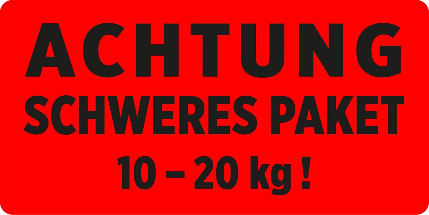 Detalle 2 de AVERY Zweckform Art. 7254 Warnetiketten „Achtung! Schweres Paket“ neonrot (10–20 kg) auf Rolle
