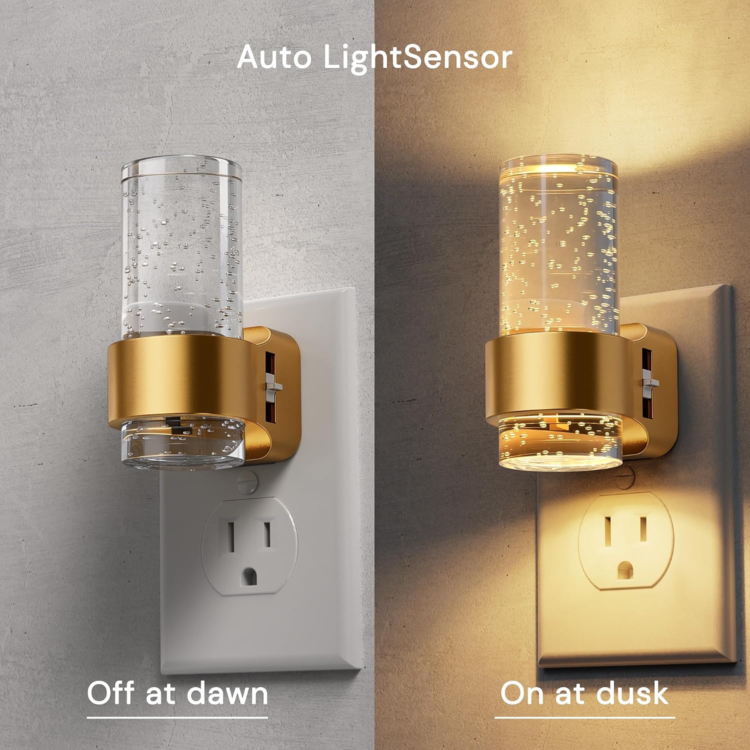 Detalle de L LOHAS LED GY278 Mini Bubble-Style Plug-In Night Lights, 2-Pack, Dimmable