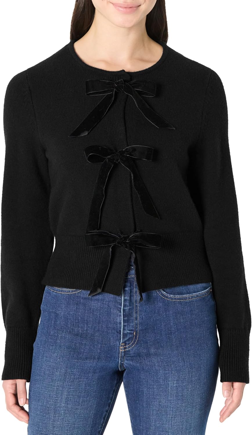 Detalle de Amazon Essentials Women’s Demi’s Pick Regular-Fit Long-Sleeve Tie Front Cardigan with Bows