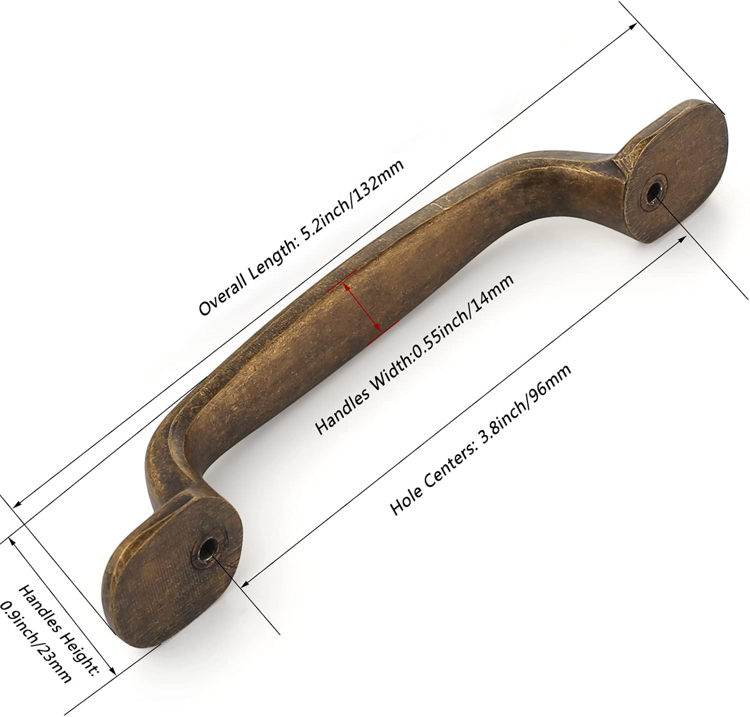 Thumbnail 2 de FURNIWARE 5Pack Antique Brass Kitchen Cupboard Handles – 96mm Hole Centre
