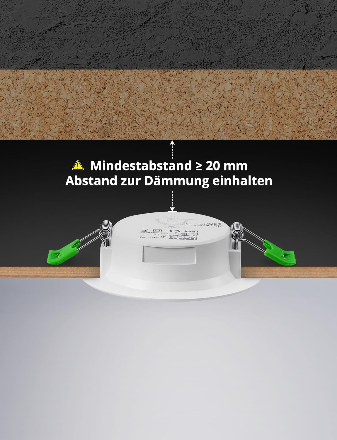 Detalle 2 de HOMEOW Einbaustrahler LED 230V Flach 68 mm (5 W, 400 lm, IP44) Kaltweiß 6000 K – 10er-Set für Bad & Küche