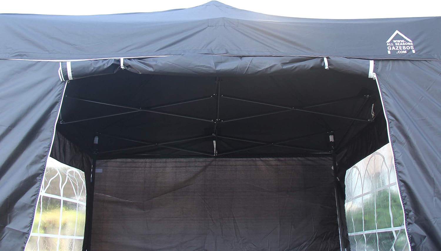 Detalle de All Seasons Gazebos Pavillon Ultra-résistant à Ouverture instantanée 2,5 m x 2,5 m avec 4 poids et panneaux latéraux - Noir