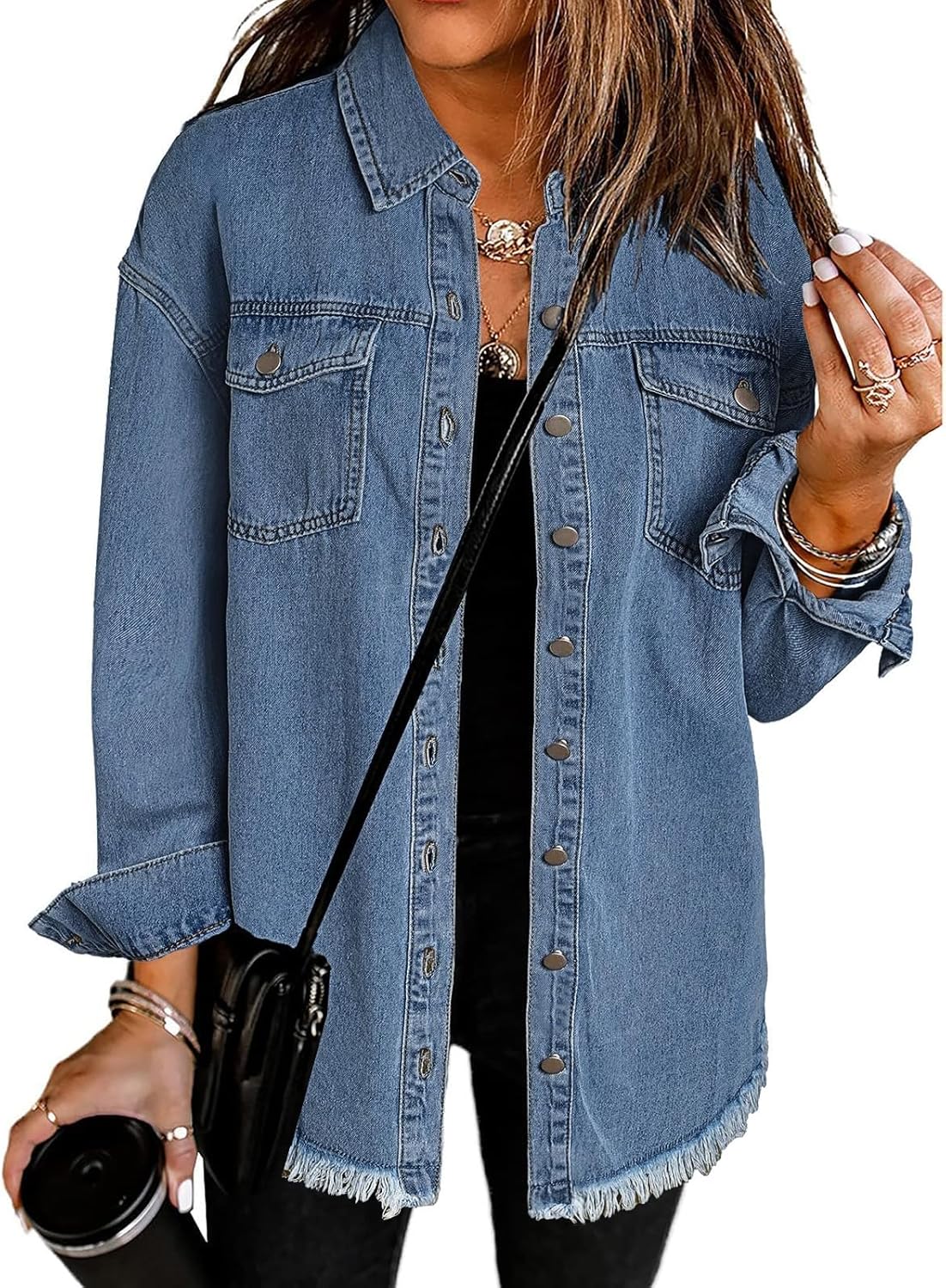 Detalle de Vetinee Oversized Denim Shacket Blue 💙