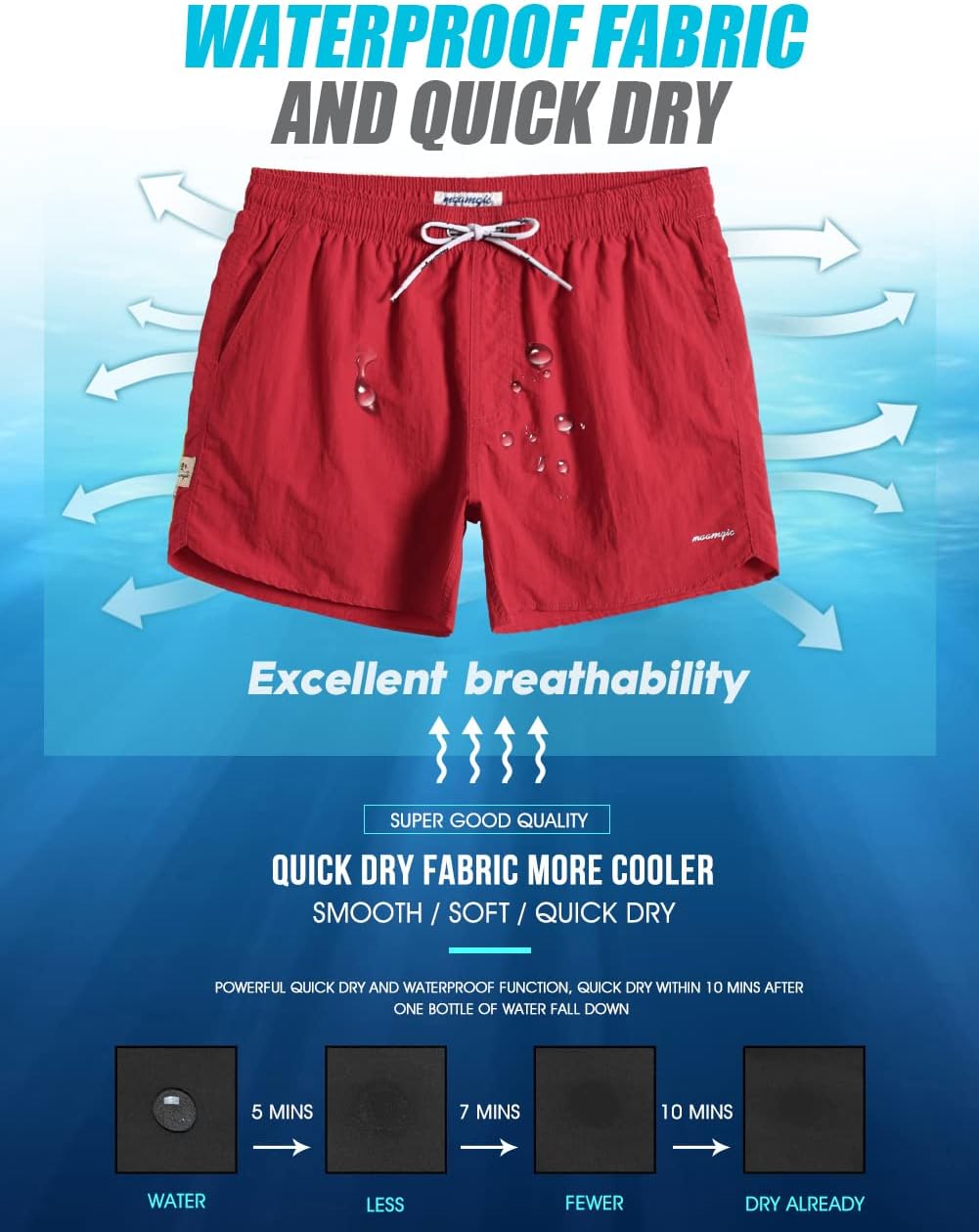 Thumbnail 4 de maamgic Men's Swim Trunks 5" with Mesh Lining – Quick-Dry, Lightweight Beach Shorts
