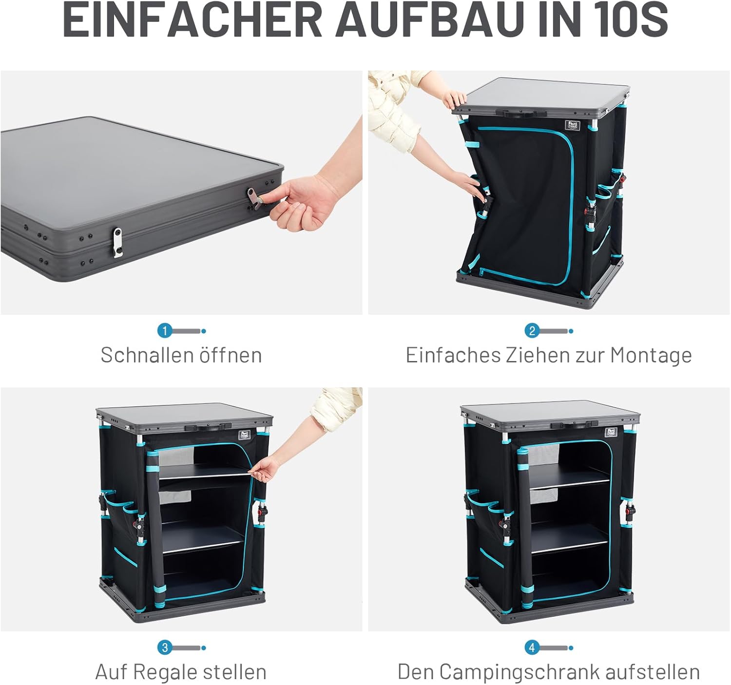 Detalle 2 de TIMBER RIDGE faltbarer Campingschrank für Campingküche, klappbar inkl. Tragetasche