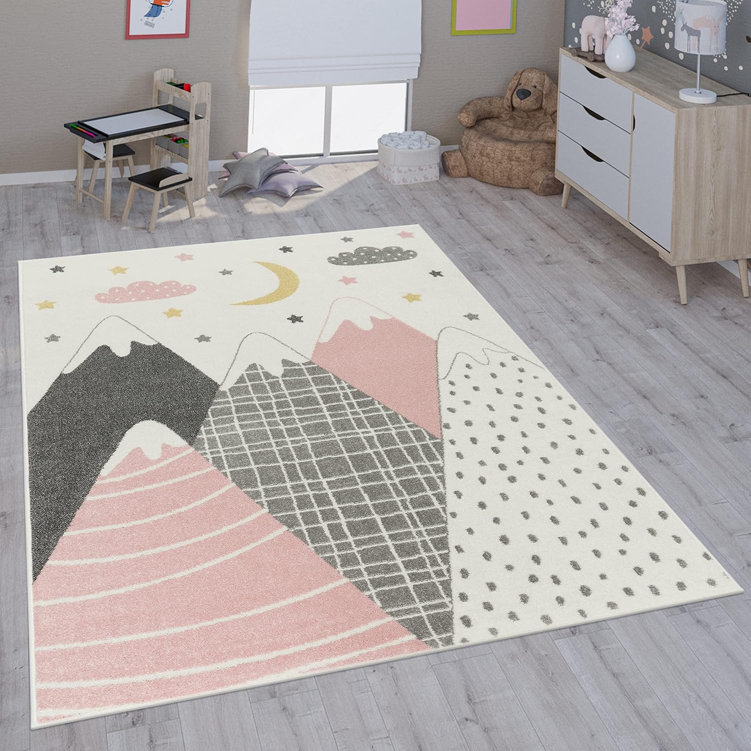 Thumbnail 6 de Kinderteppich für Mädchen & Jungs (120 cm rund) – Paco Home, beige, 100% Polypropylen