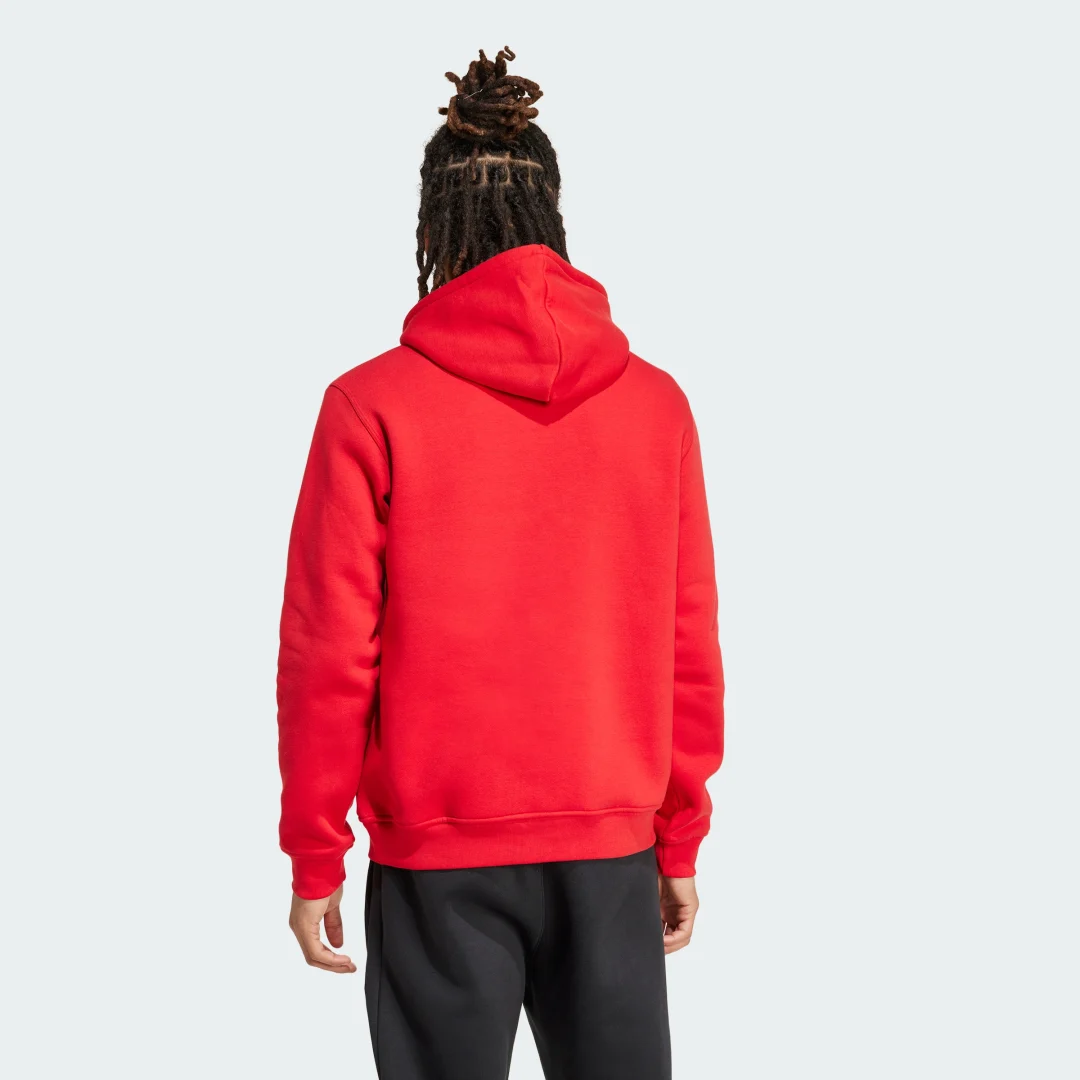 Detalle 2 de Sudadera con capucha Trefoil Essentials de Adidas – Rojo
