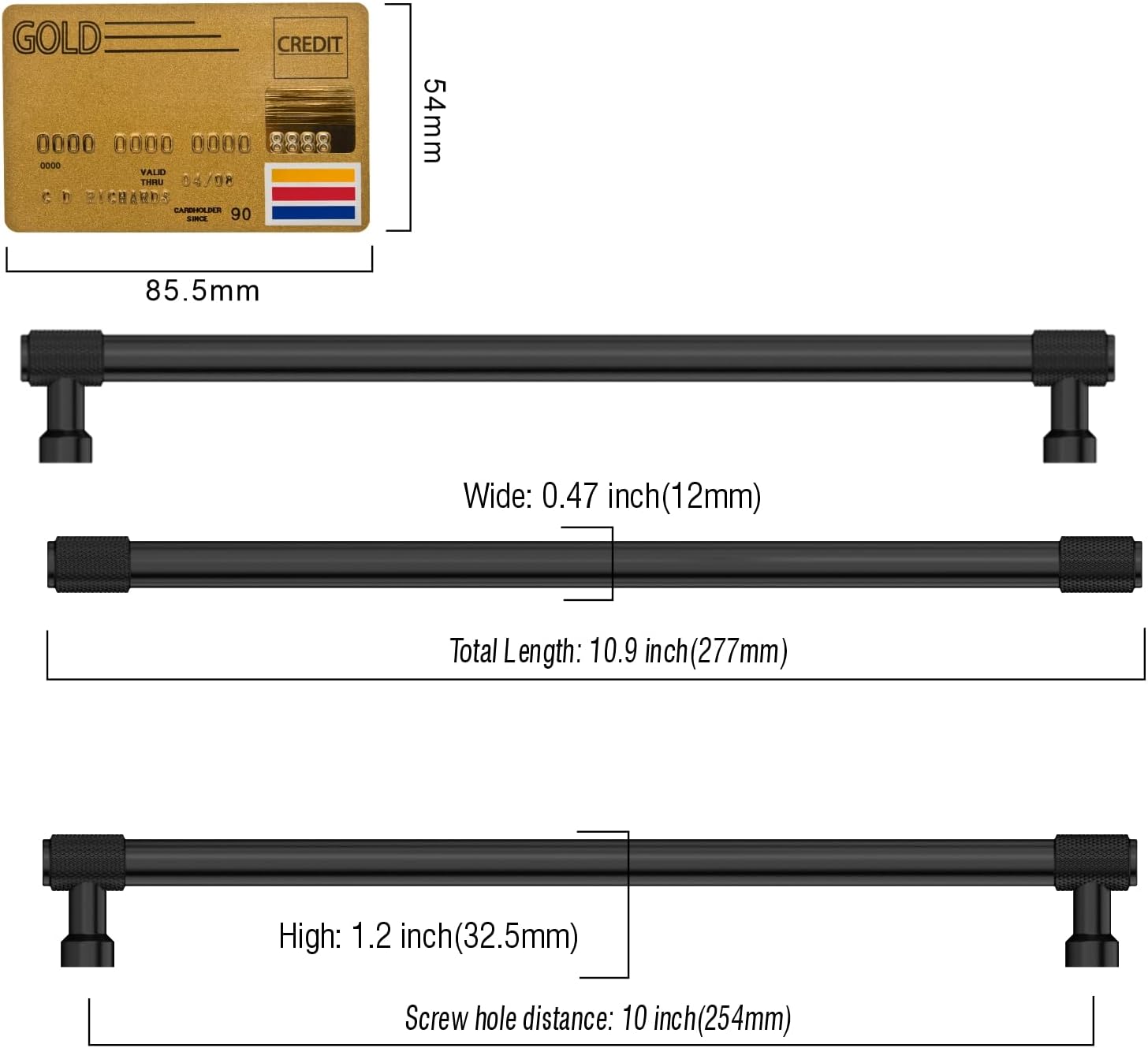 Thumbnail 5 de Amerdeco 10 Pack Matte Black 254mm Cabinet Pulls (AM011)