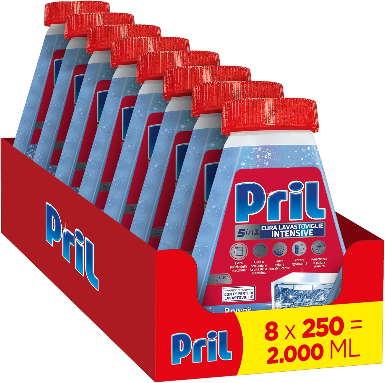 Detalle de Pril 5in1 Cura Lavastoviglie Intensive – Decalcificante e detergente profondo (8 confezioni da 250 ml)