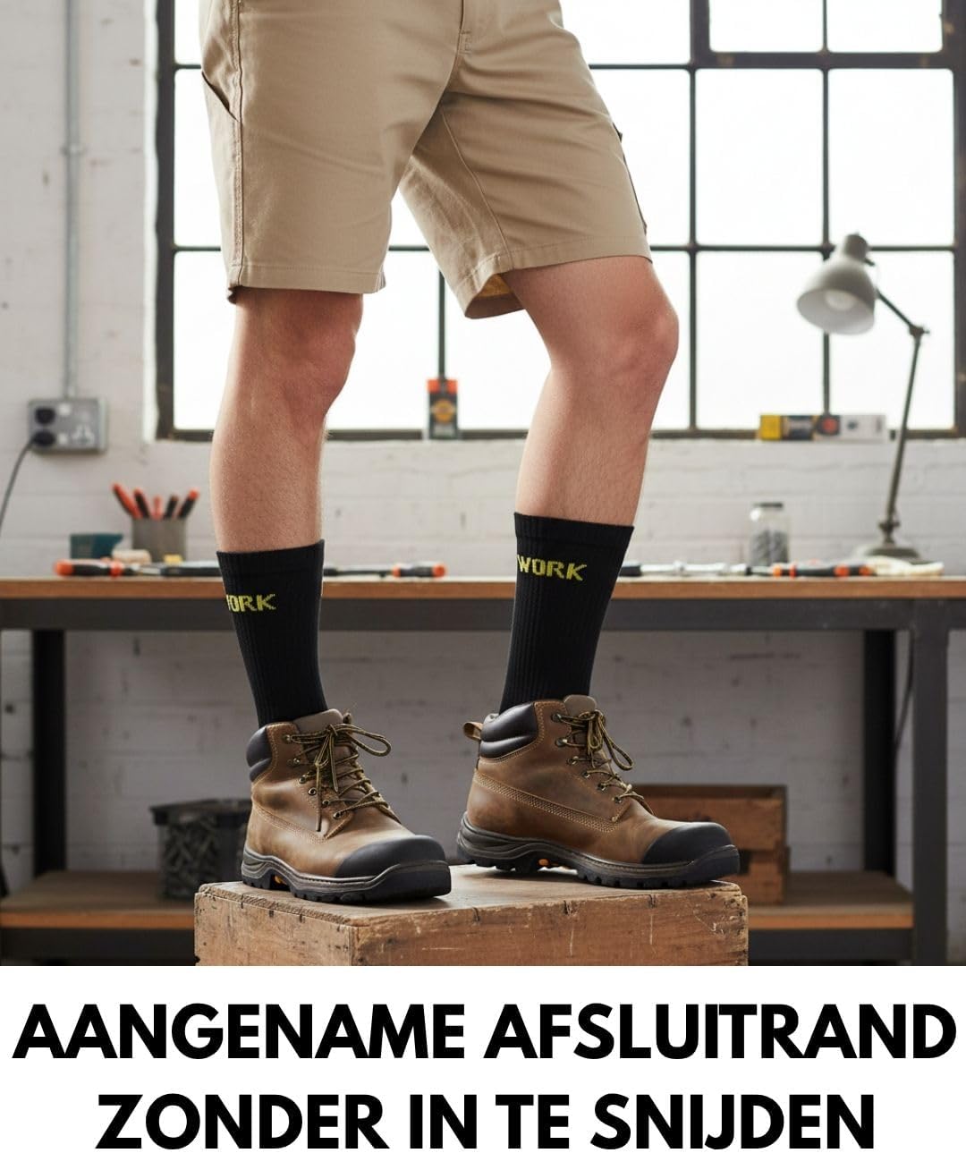 Detalle 2 de 10 Paar Werksokken Heren WORK Socks, katoenen sokken voor werkdagen