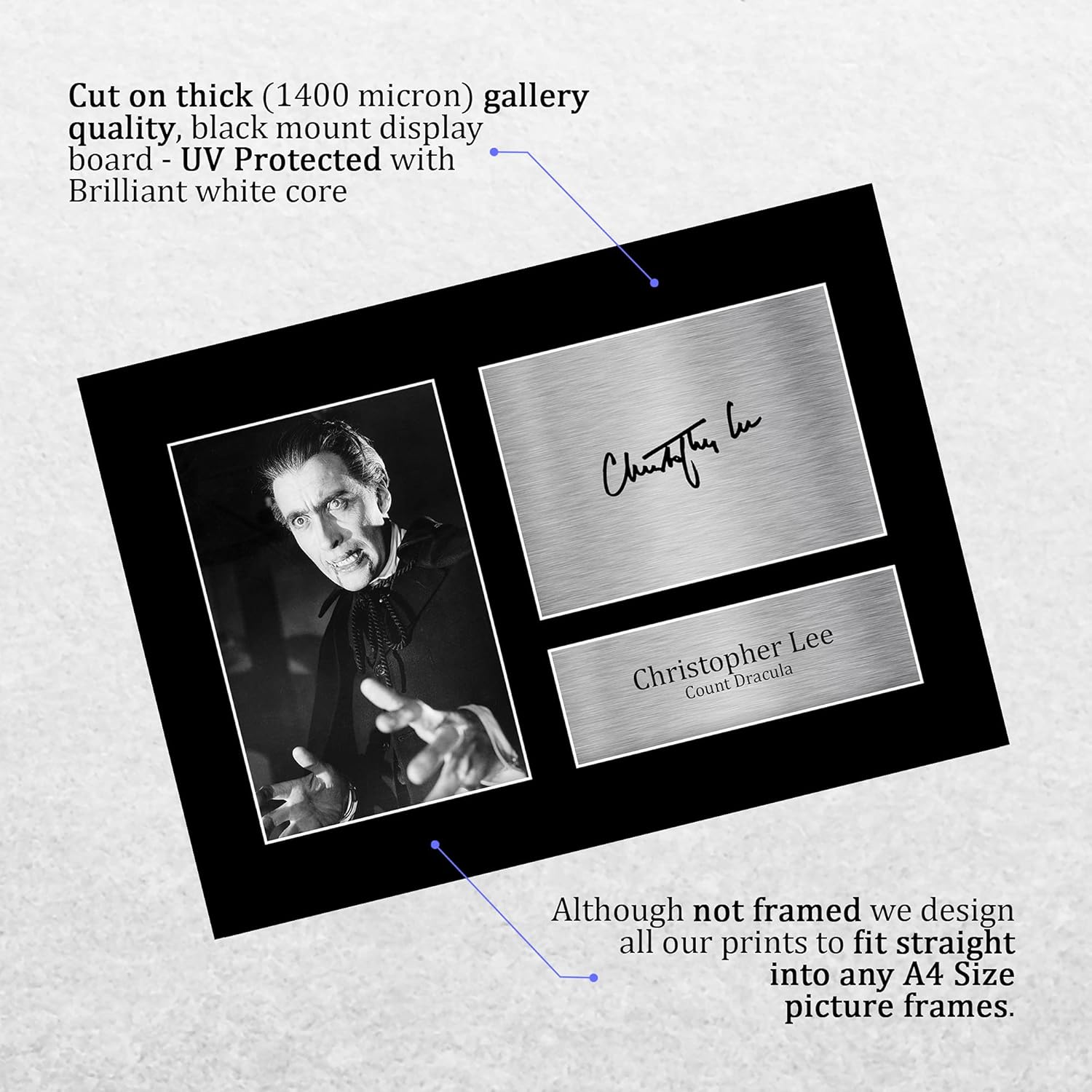 Thumbnail 2 de HWC Trading A4 Christopher Lee Dracula signed autograph printed photo (movie memorabilia gift)