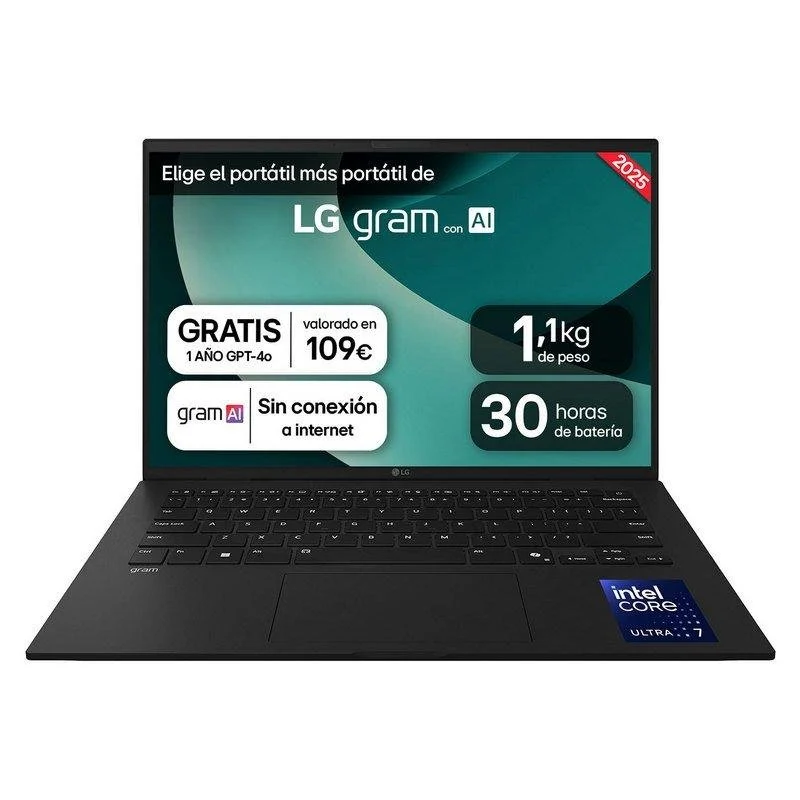 Detalle de LG gram 14Z90T 14": portátil ultraligero con Intel Core Ultra 7 255H, 32 GB y 1 TB SSD