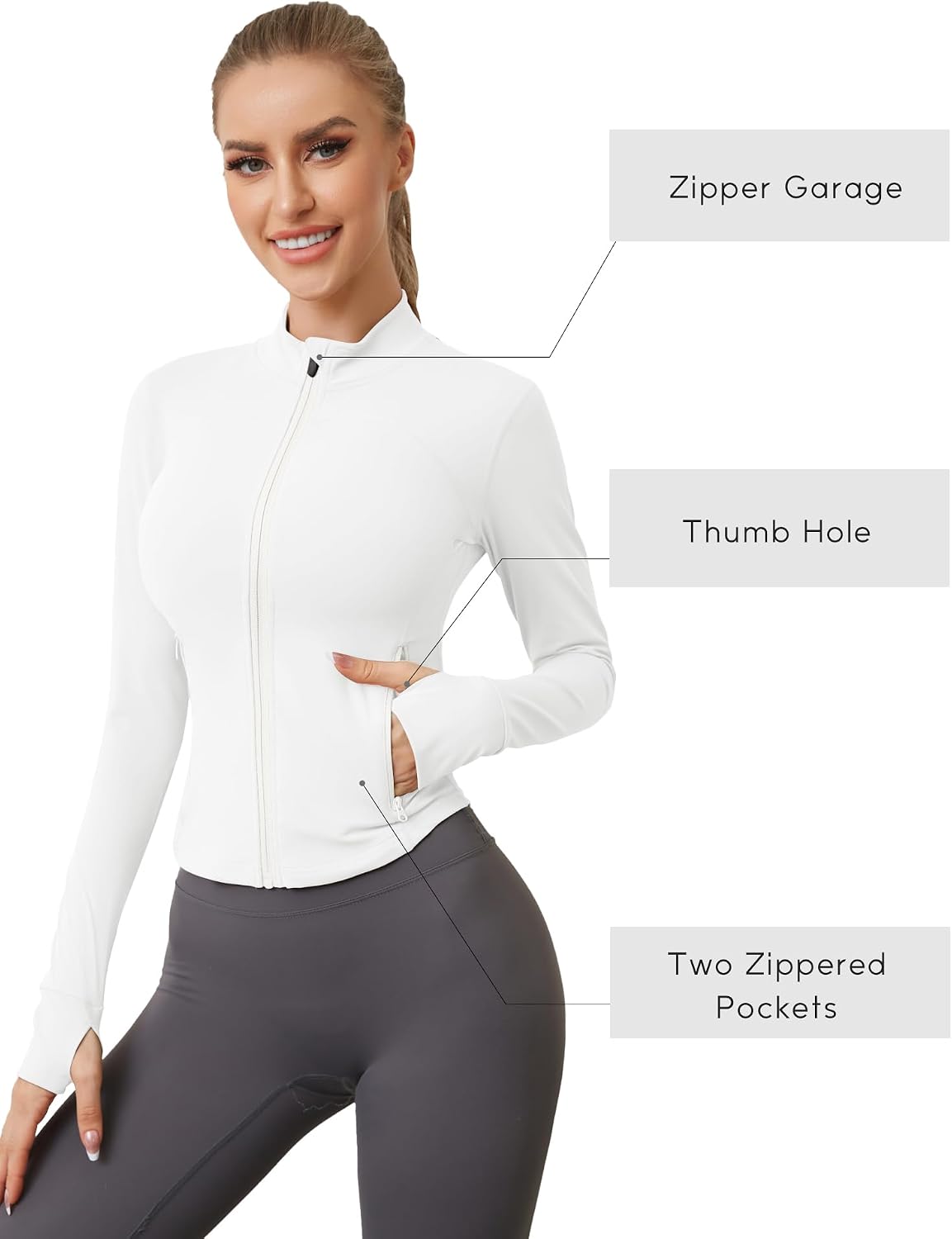 Detalle de IECCP Sportjacke Laufjacke Langarm mit Daumenloch