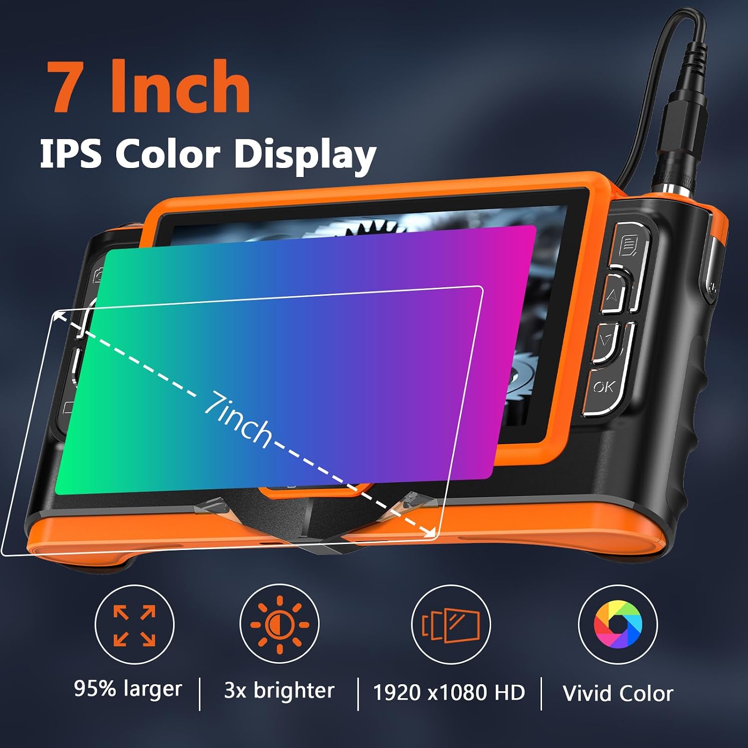 Thumbnail 1 de Ferdiiz Dual Lens 1920P HD Endoscope Inspection Camera – 7-Inch Screen, 5M Cable