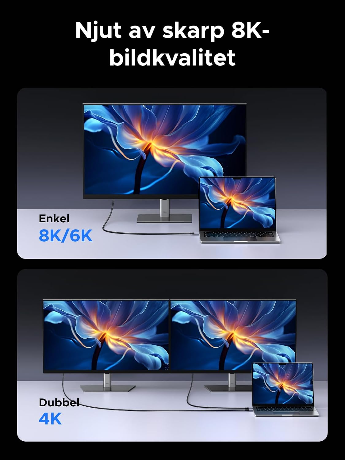 Detalle de UGREEN USB-C-kabel, 40 Gbps och 240 W snabbladdning, 1 m