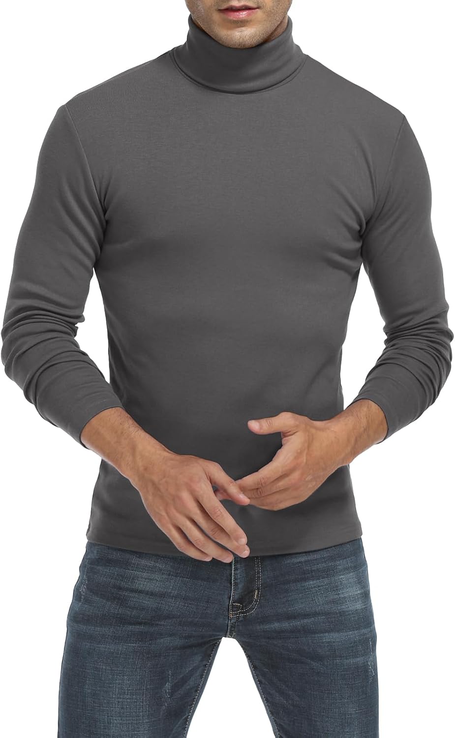 Thumbnail 2 de MLANM Men's Turtleneck Jumper Slim Fit – High Roll Neck Long Sleeve