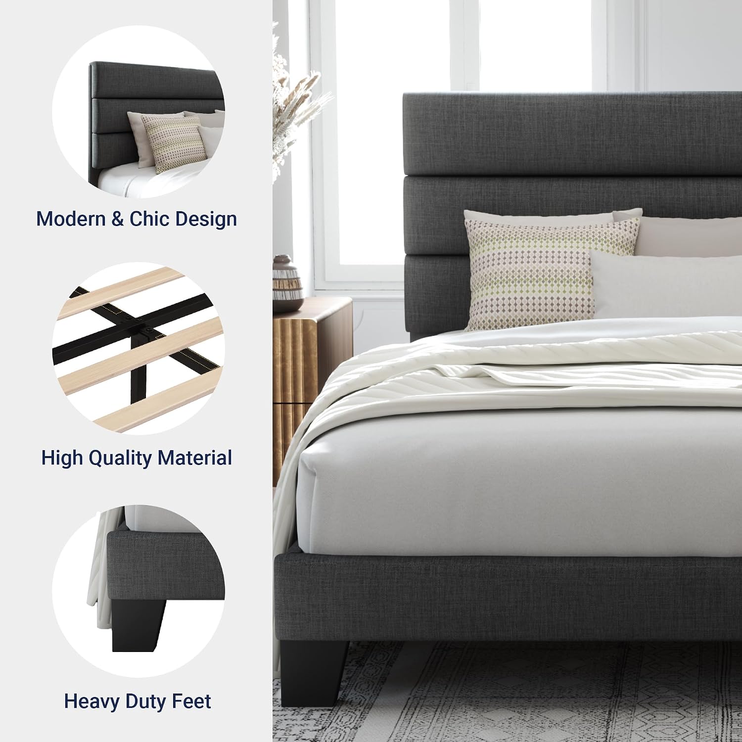Detalle 2 de Allewie Queen Platform Bed Frame