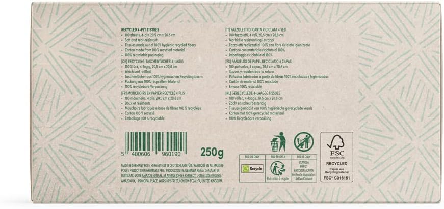 Thumbnail 2 de Amazon Aware 4-lagig Taschentücher aus 100% Recyclingpapier – 1500 Stück (15 Boxen je 100 Tücher)