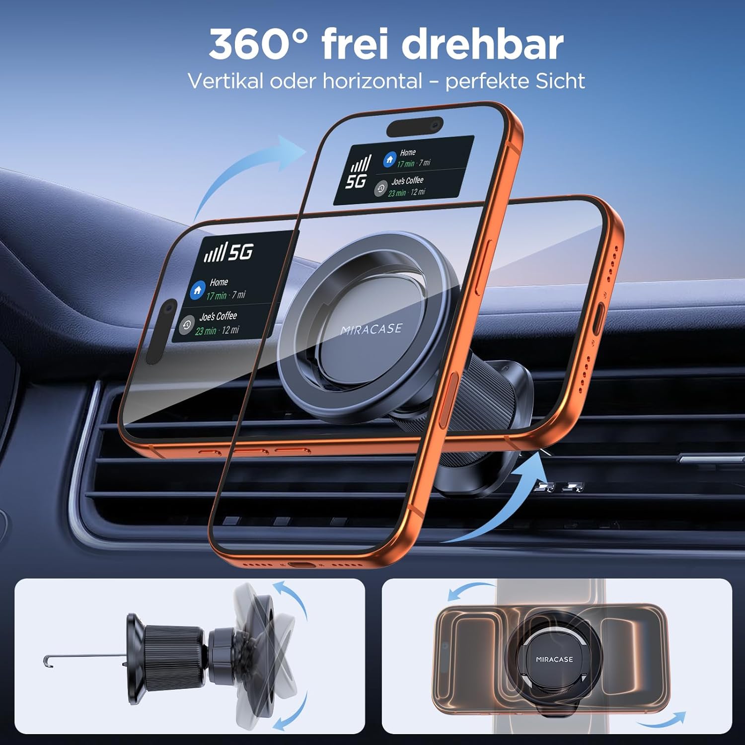 Thumbnail 6 de Miracase MagSafe-Autohalterung für die Lüftung mit 20× N55 Magneten und Metall-Doppelhaken