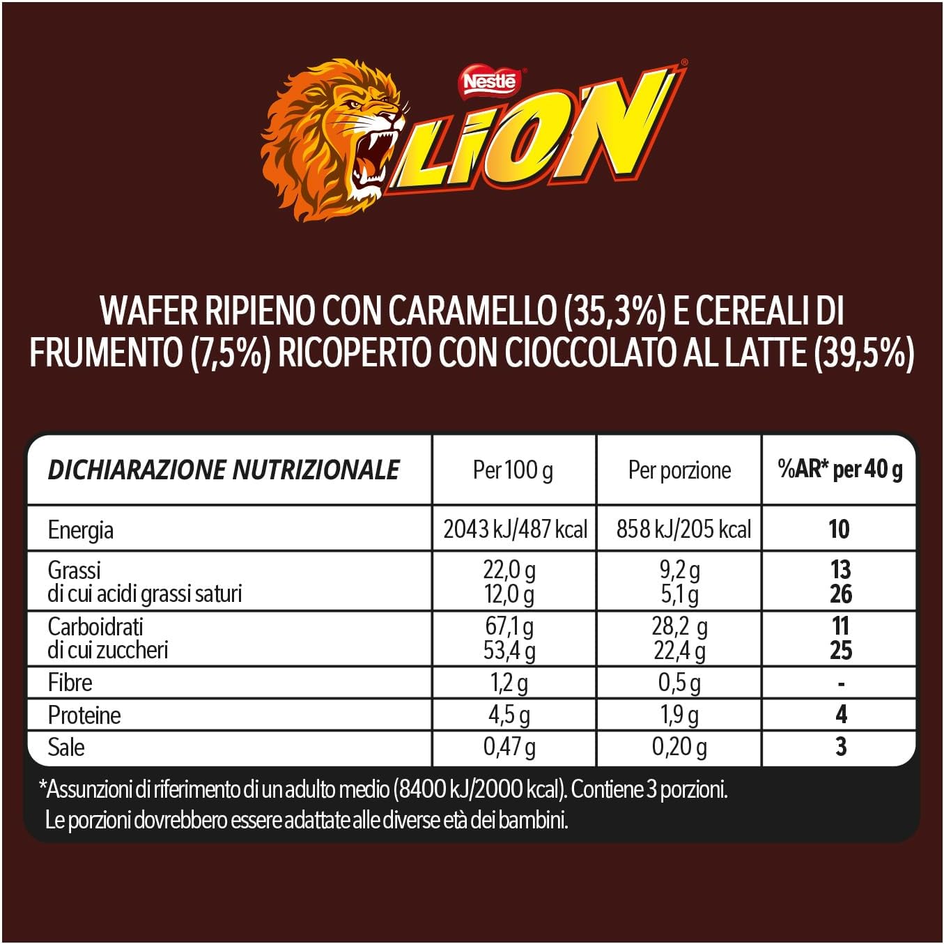 Detalle de Lion - Barre Chocolat (Lot de 24x42g) : une pause gourmande au quotidien