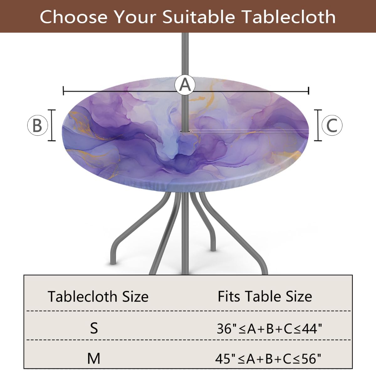 Detalle 2 de UOYO Round Outdoor Tablecloth, 45–56 in