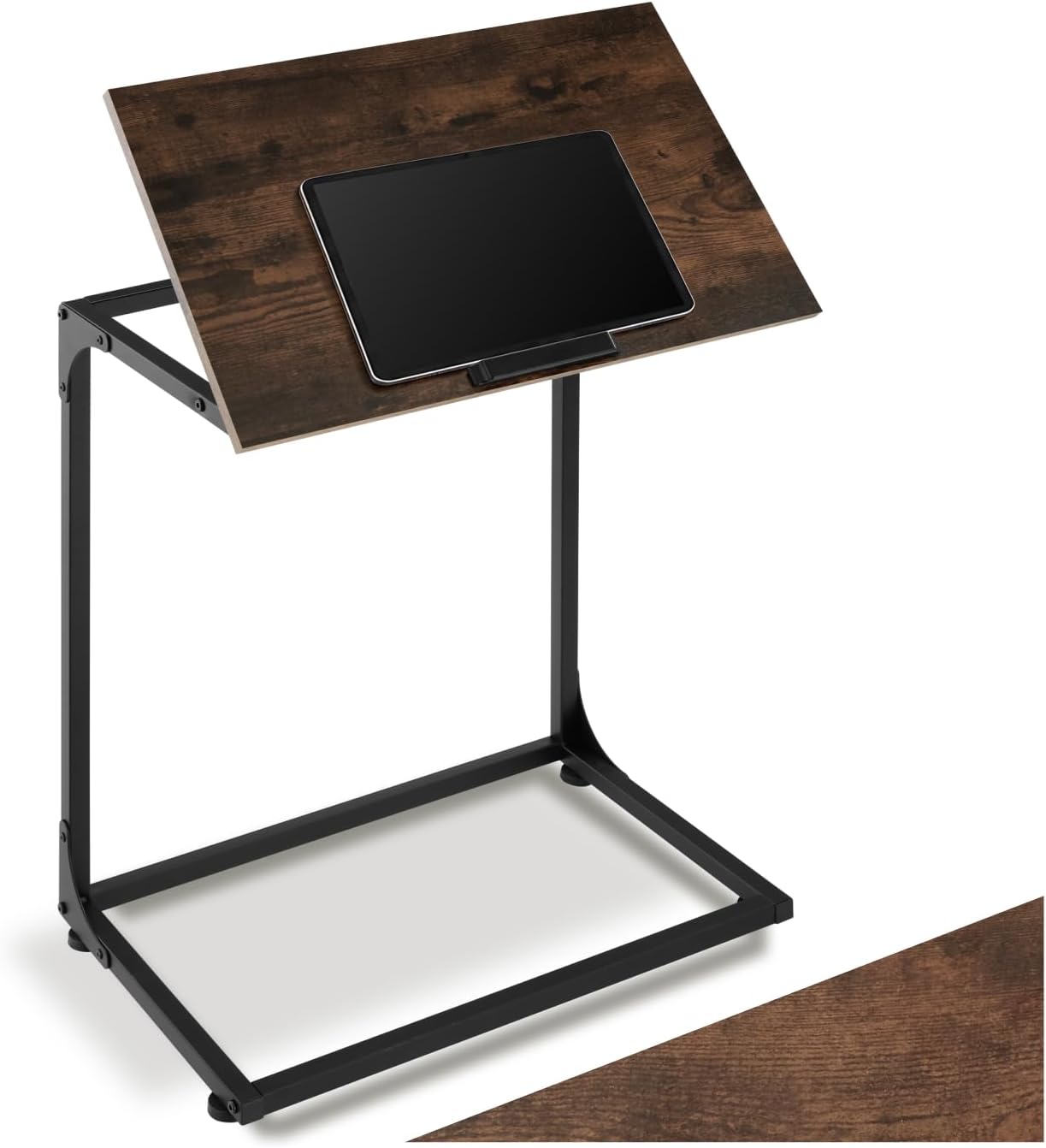 Detalle de tectake® Mesa Auxiliar en C 55 x 35 x 66,5 cm